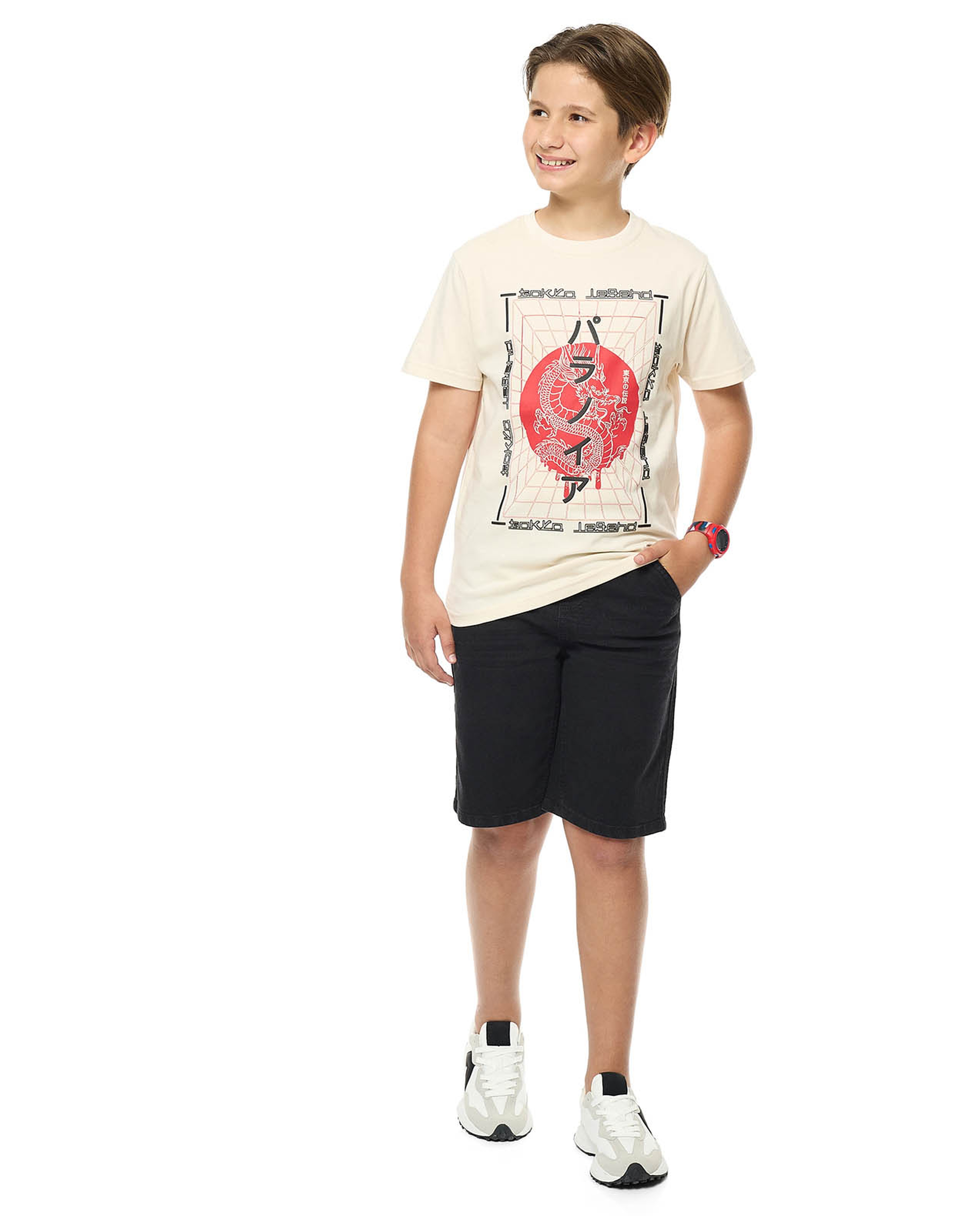 Printed T-Shirt with Crew Neck and Short Sleeves