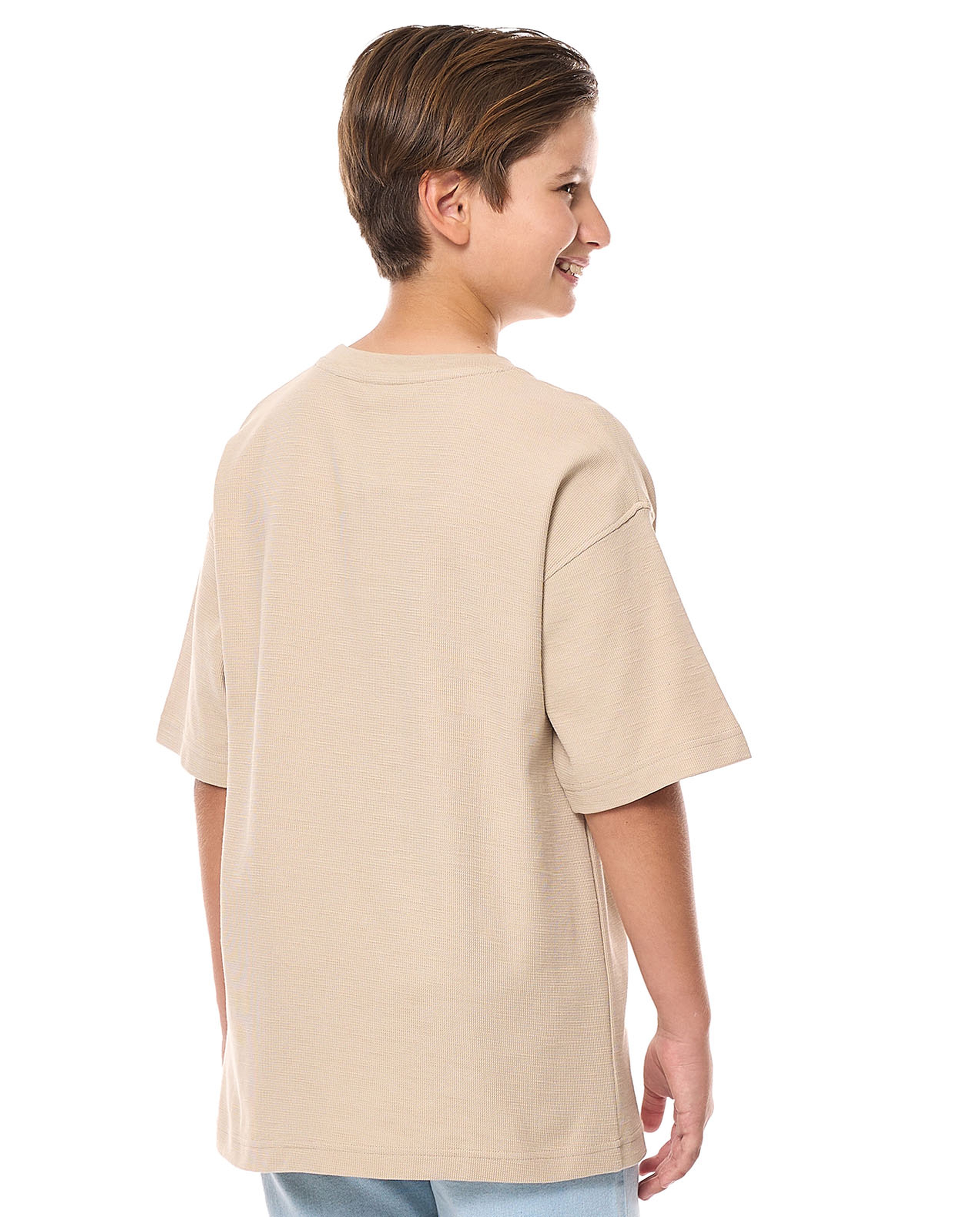 Embroidered Oversized T-Shirt with Crew Neck and Short Sleeves