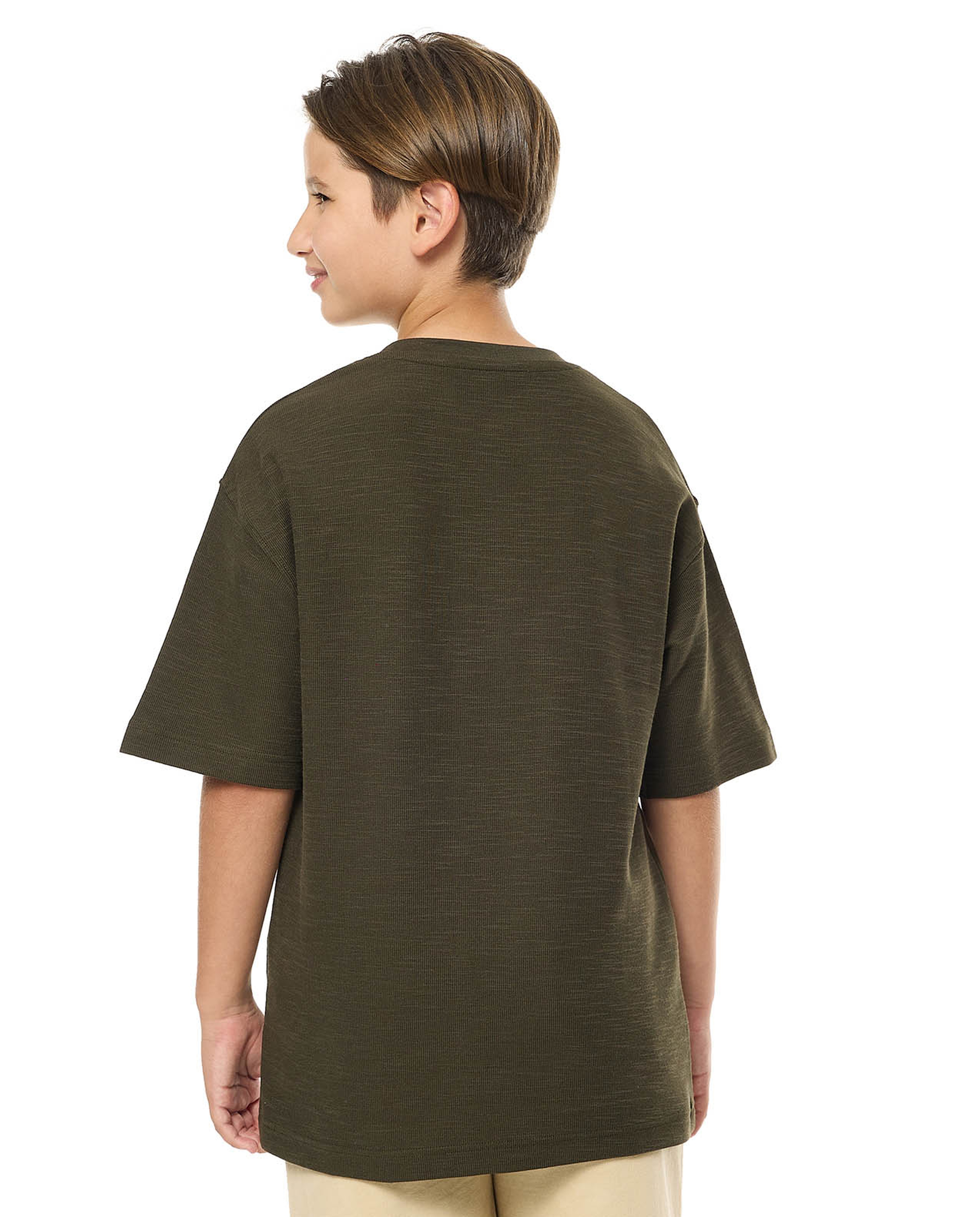 Embroidered Oversized T-Shirt with Crew Neck and Short Sleeves