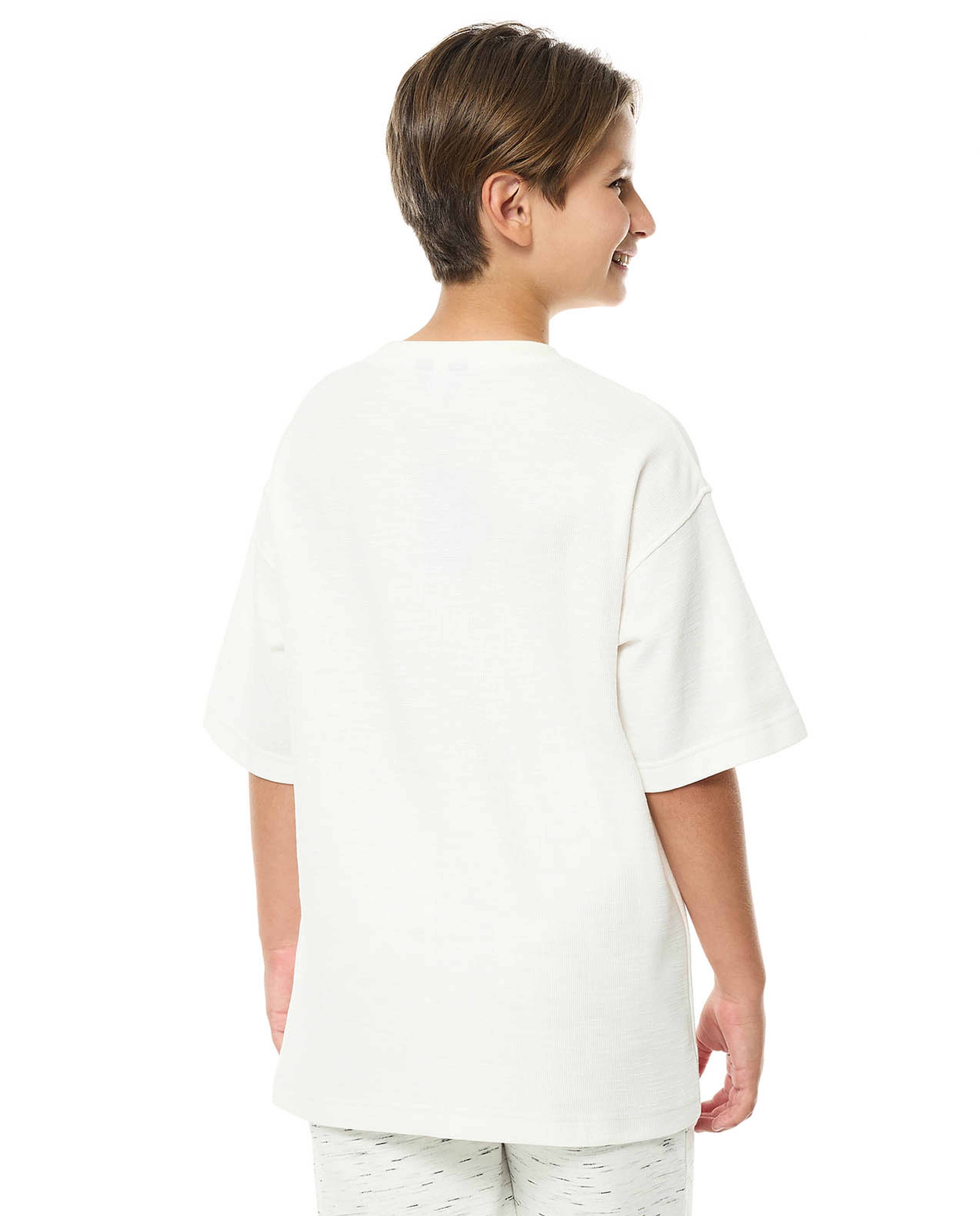 Embroidered Oversized T-Shirt with Crew Neck and Short Sleeves