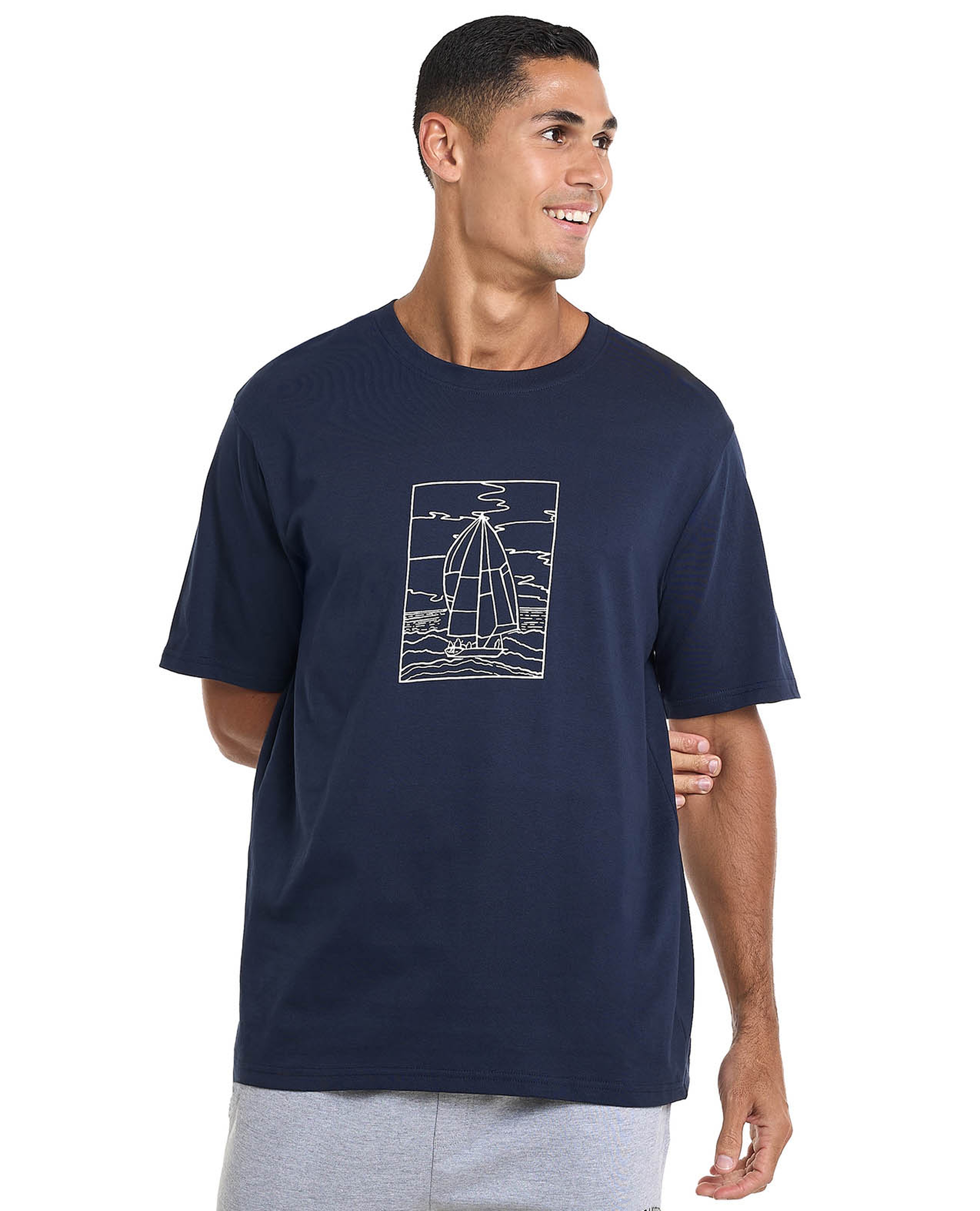 Printed T-Shirt with Crew Neck and Short Sleeves