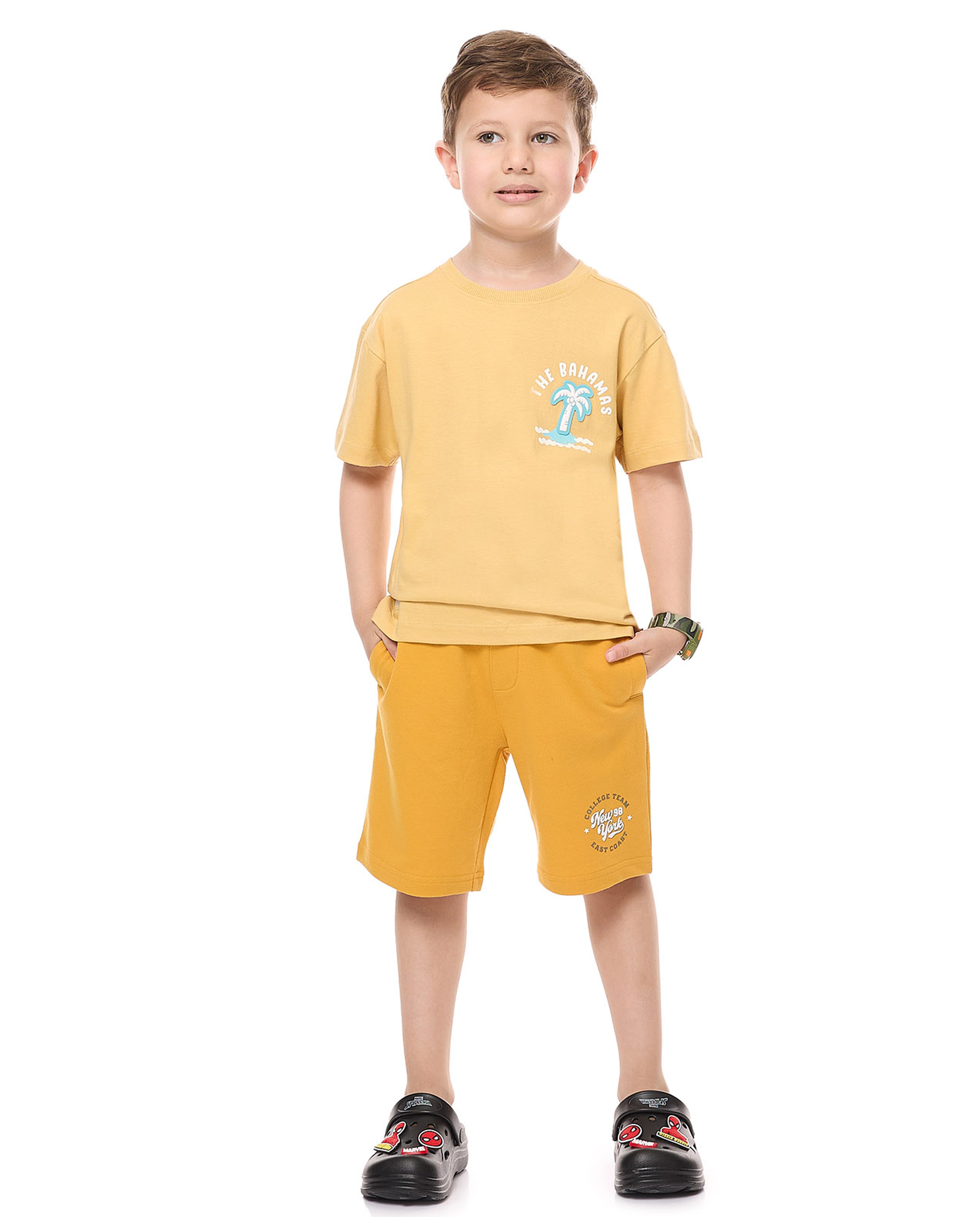 Printed T-Shirt with Crew Neck and Short Sleeves