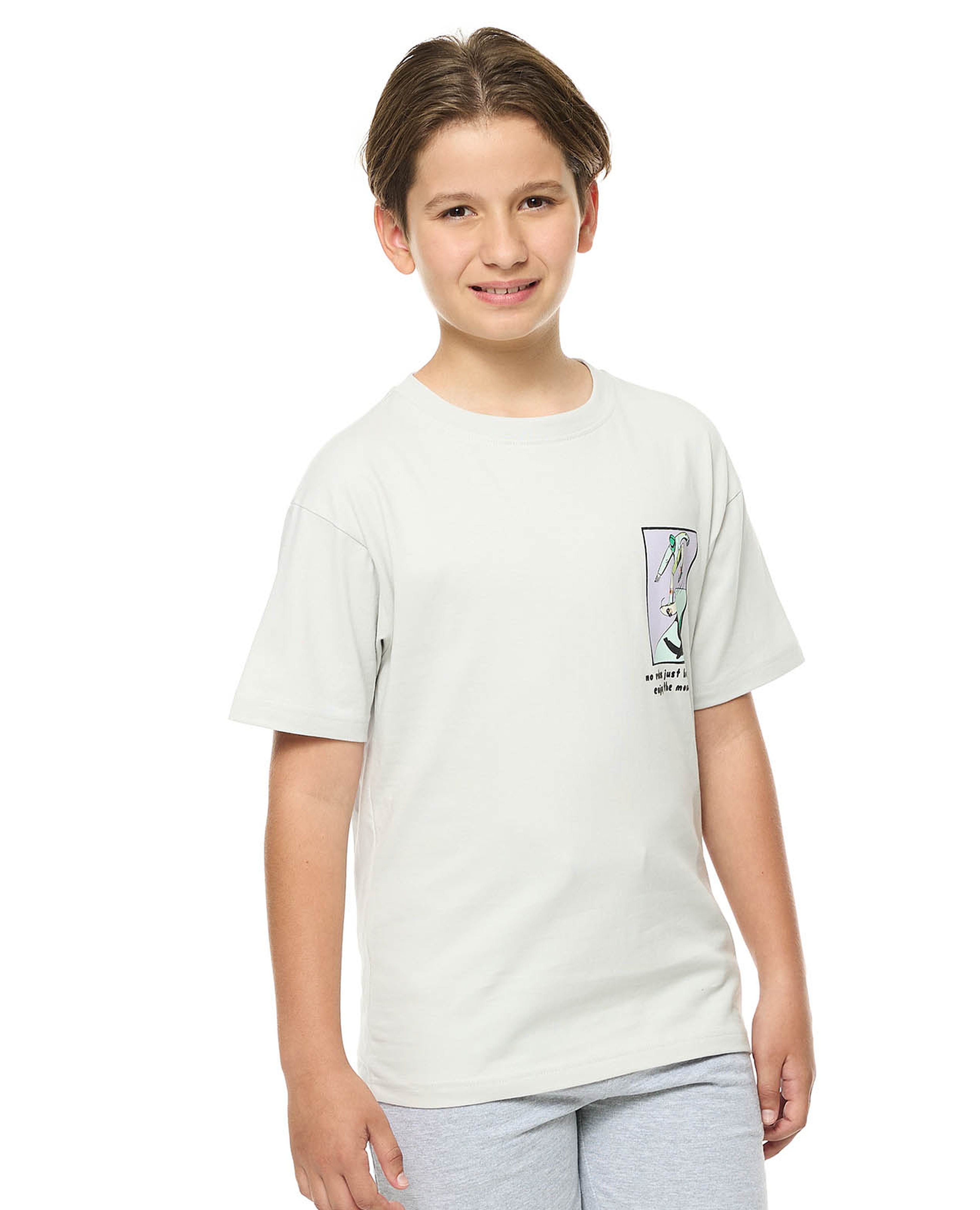 Printed T-Shirt with Crew Neck and Short Sleeves