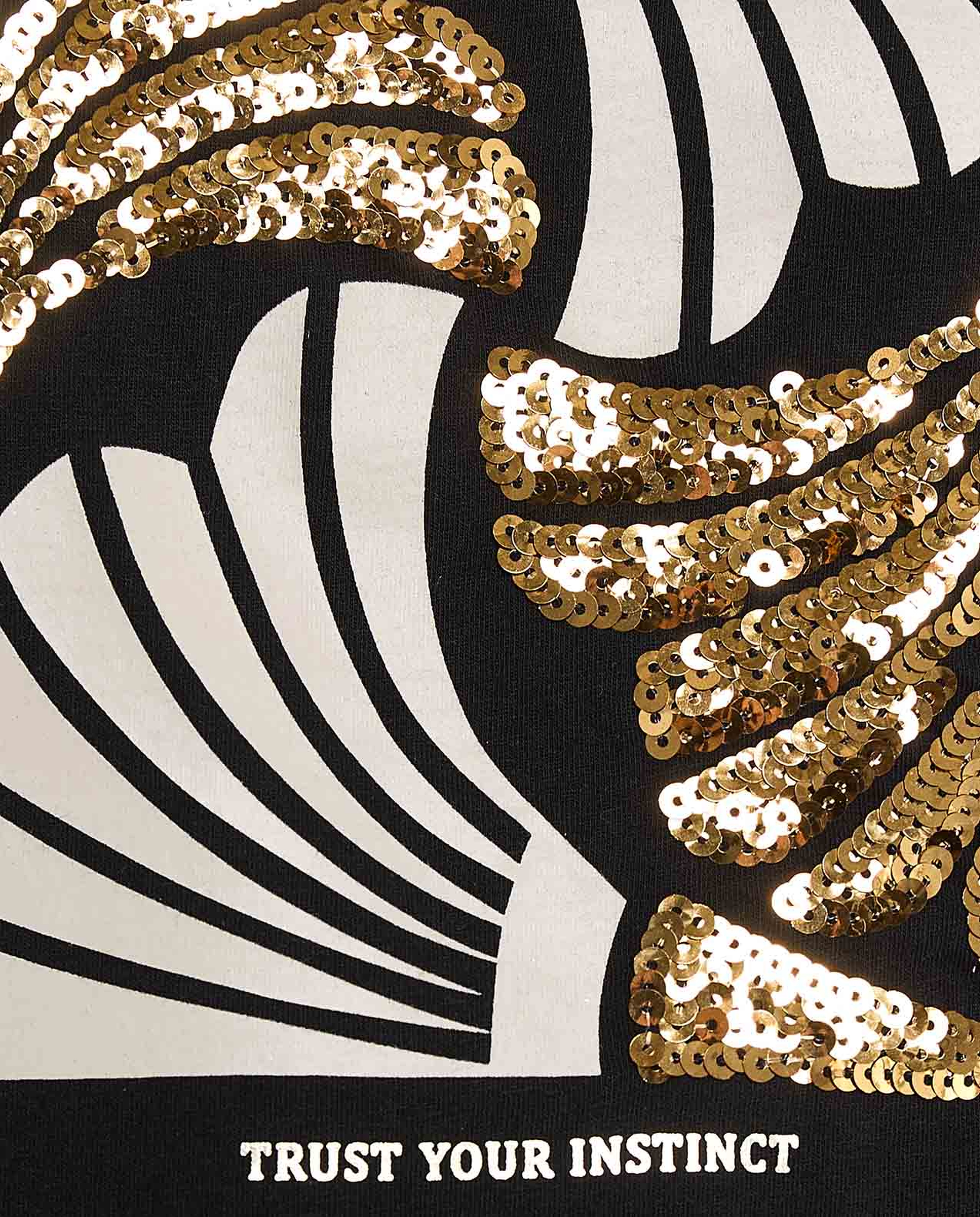 Sequined T-Shirt with Crew Neck and Short Sleeves