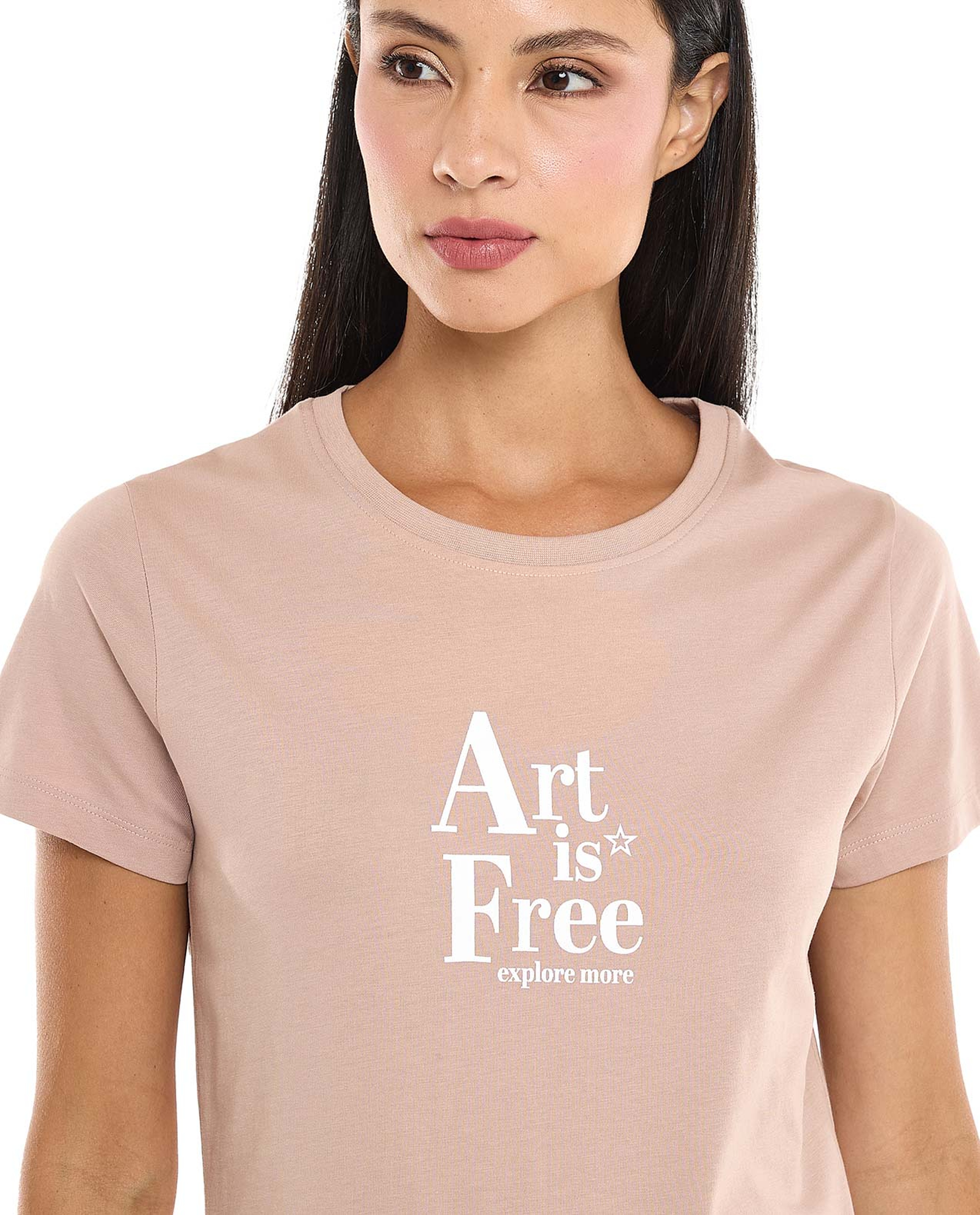 Printed T-Shirt with Crew Neck and Short Sleeves