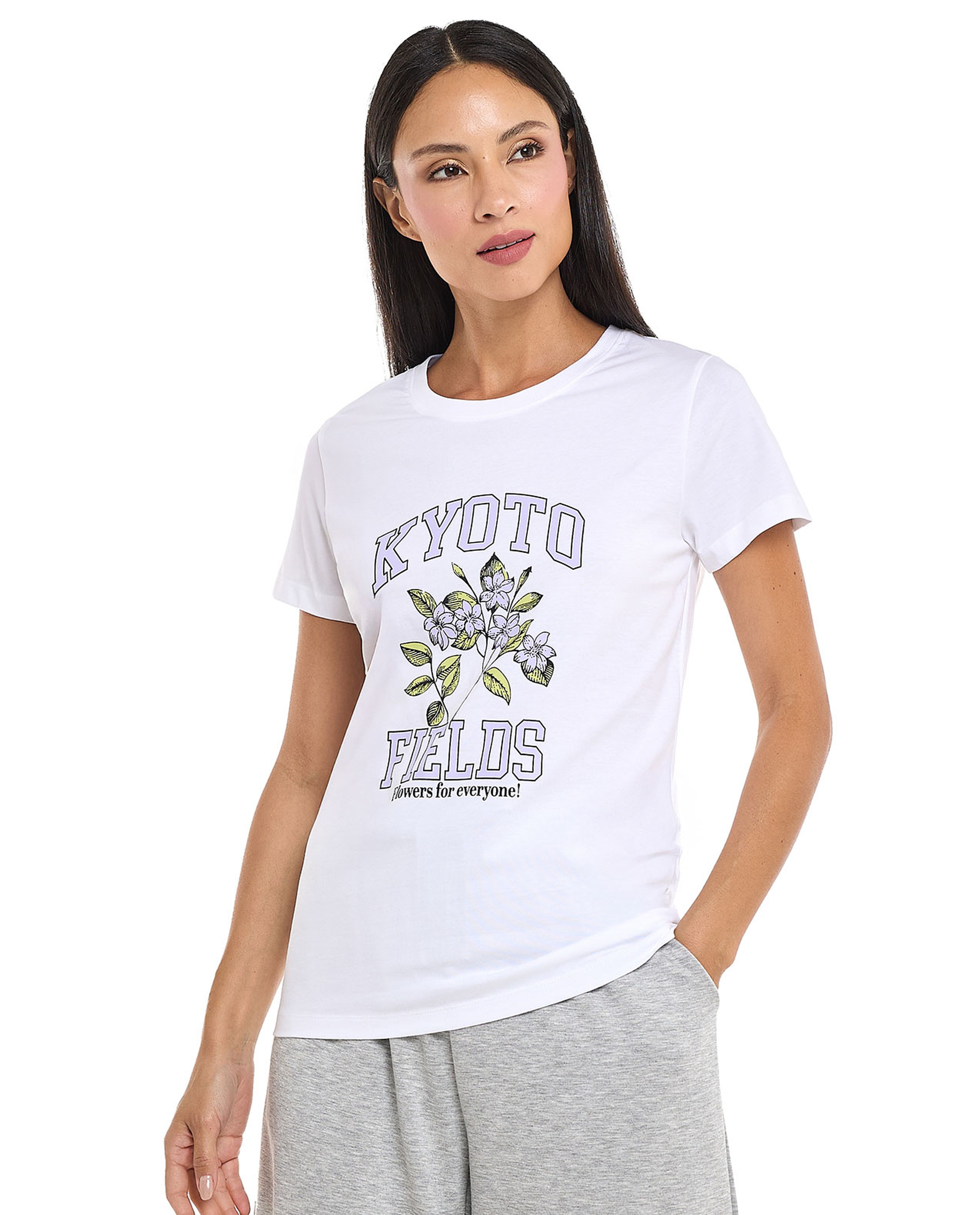 Printed T-Shirt with Crew Neck and Short Sleeves