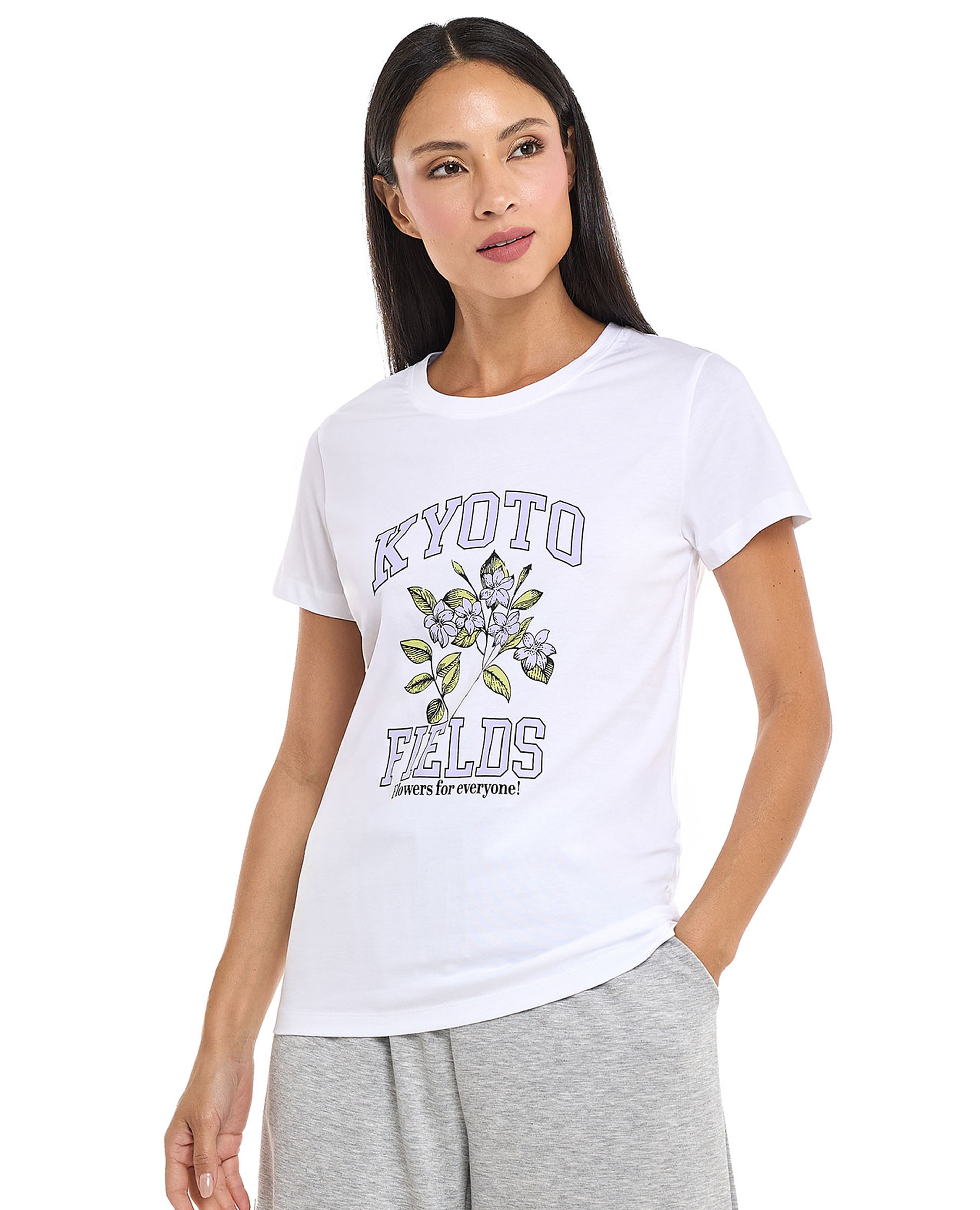 Printed T-Shirt with Crew Neck and Short Sleeves