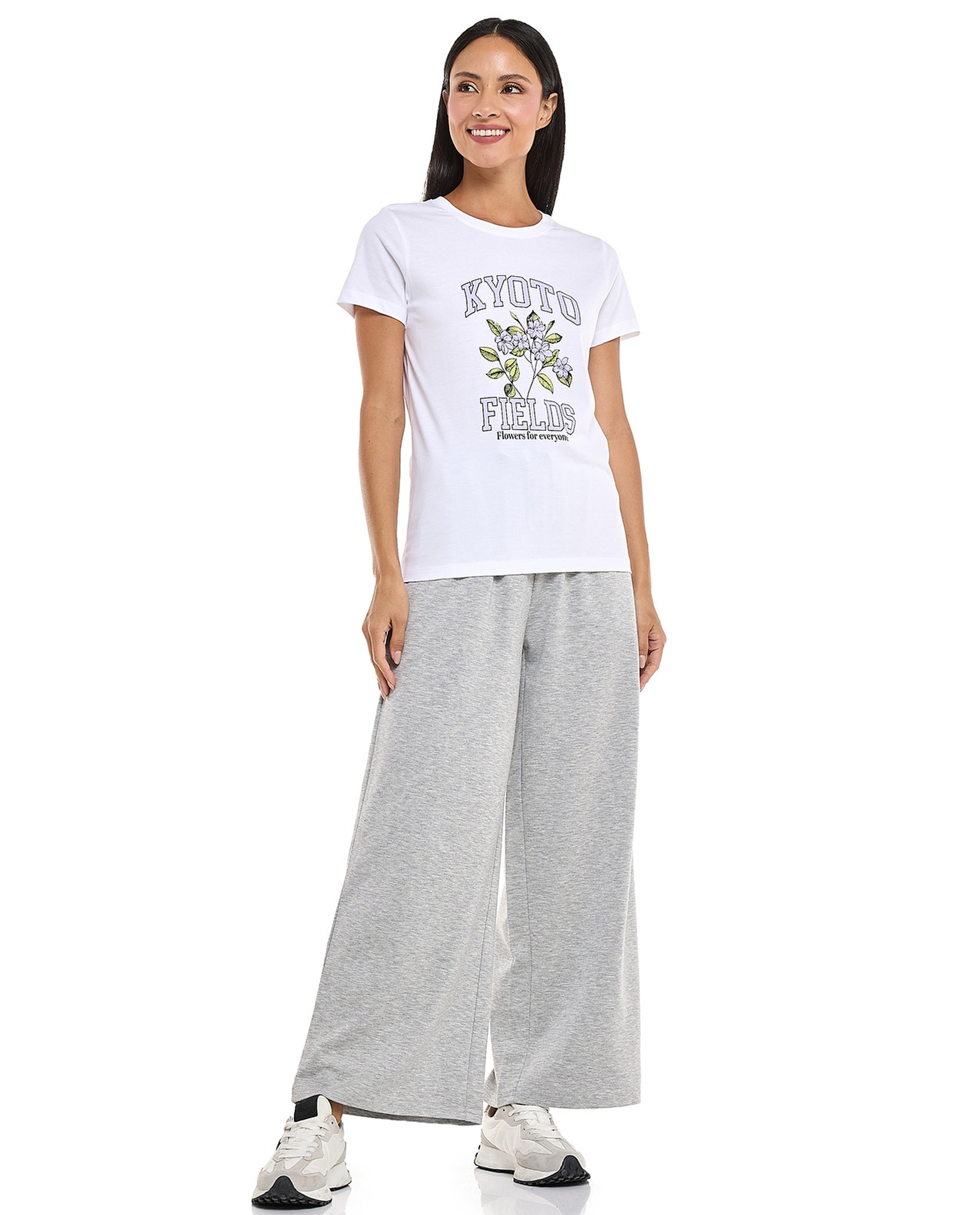 Printed T-Shirt with Crew Neck and Short Sleeves