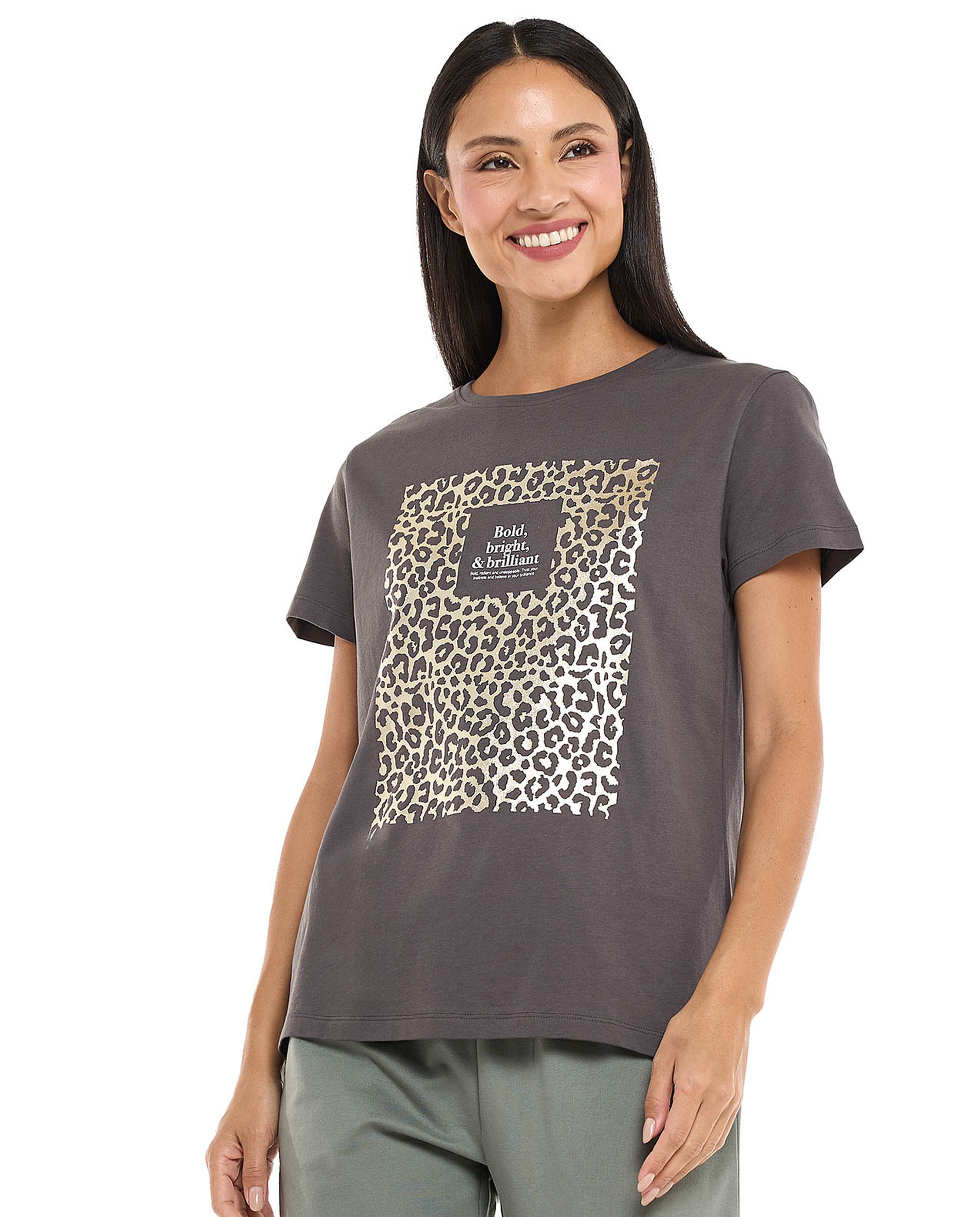 Printed T-Shirt with Crew Neck and Short Sleeves
