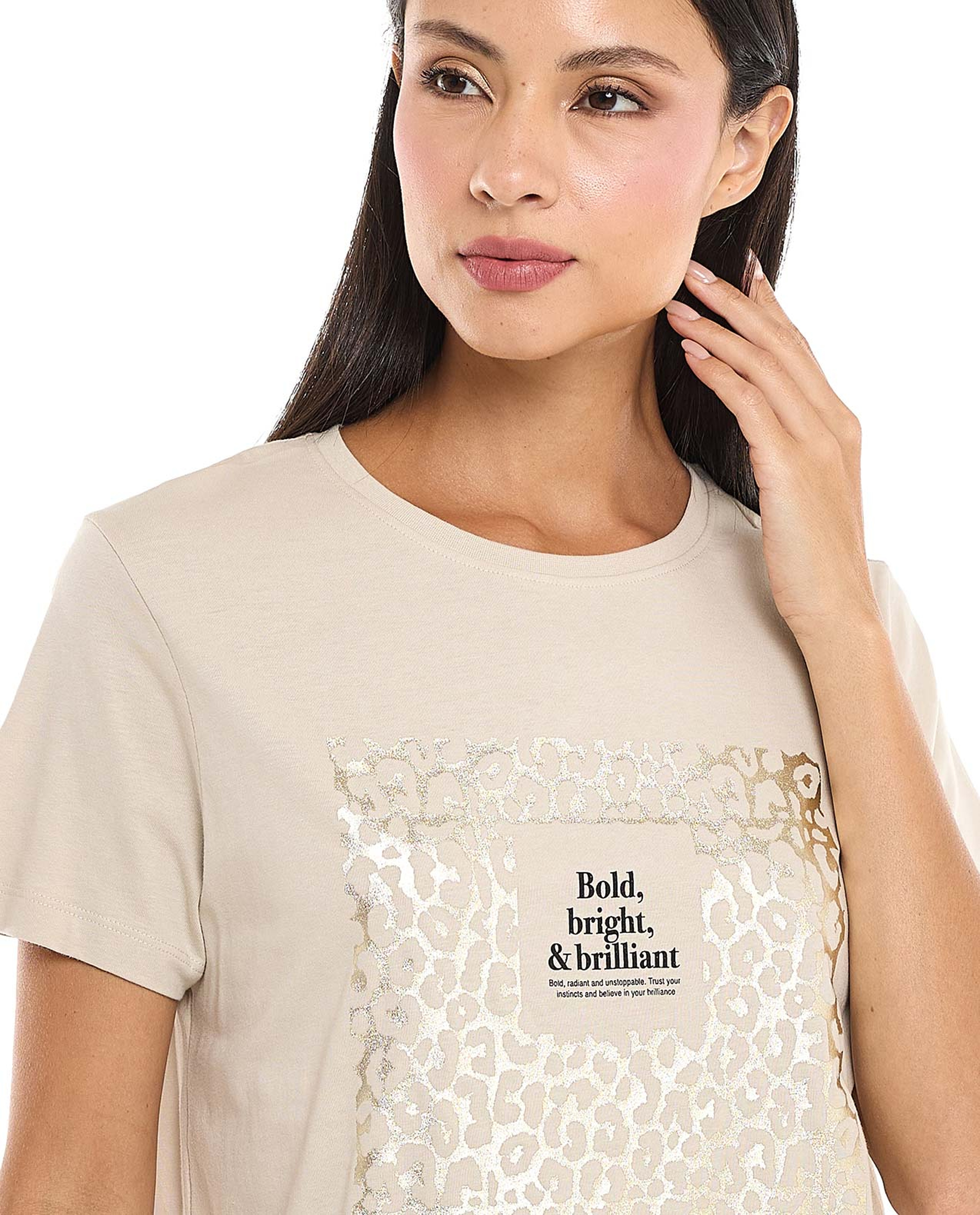 Printed T-Shirt with Crew Neck and Short Sleeves