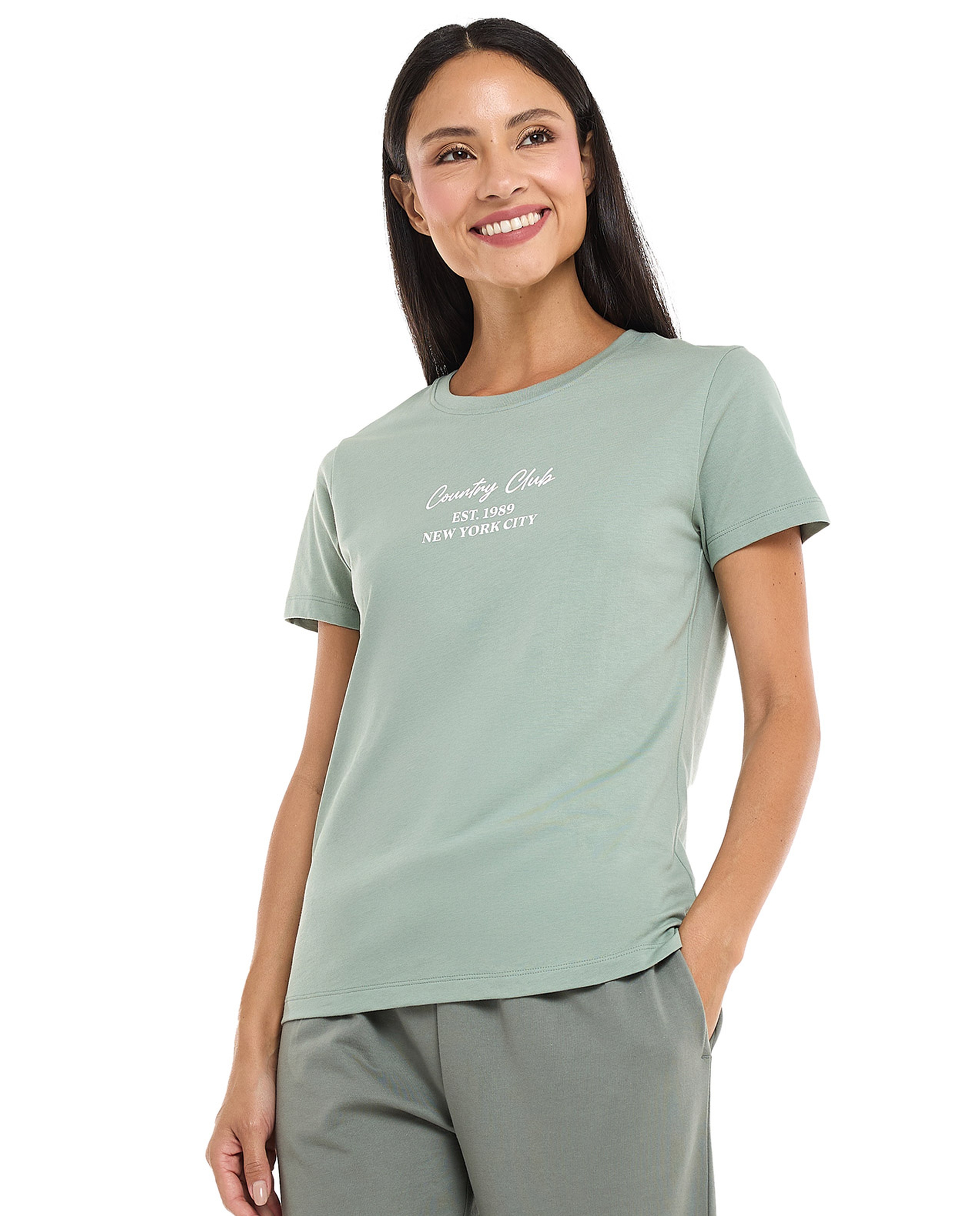 Printed T-Shirt with Crew Neck and Short Sleeves