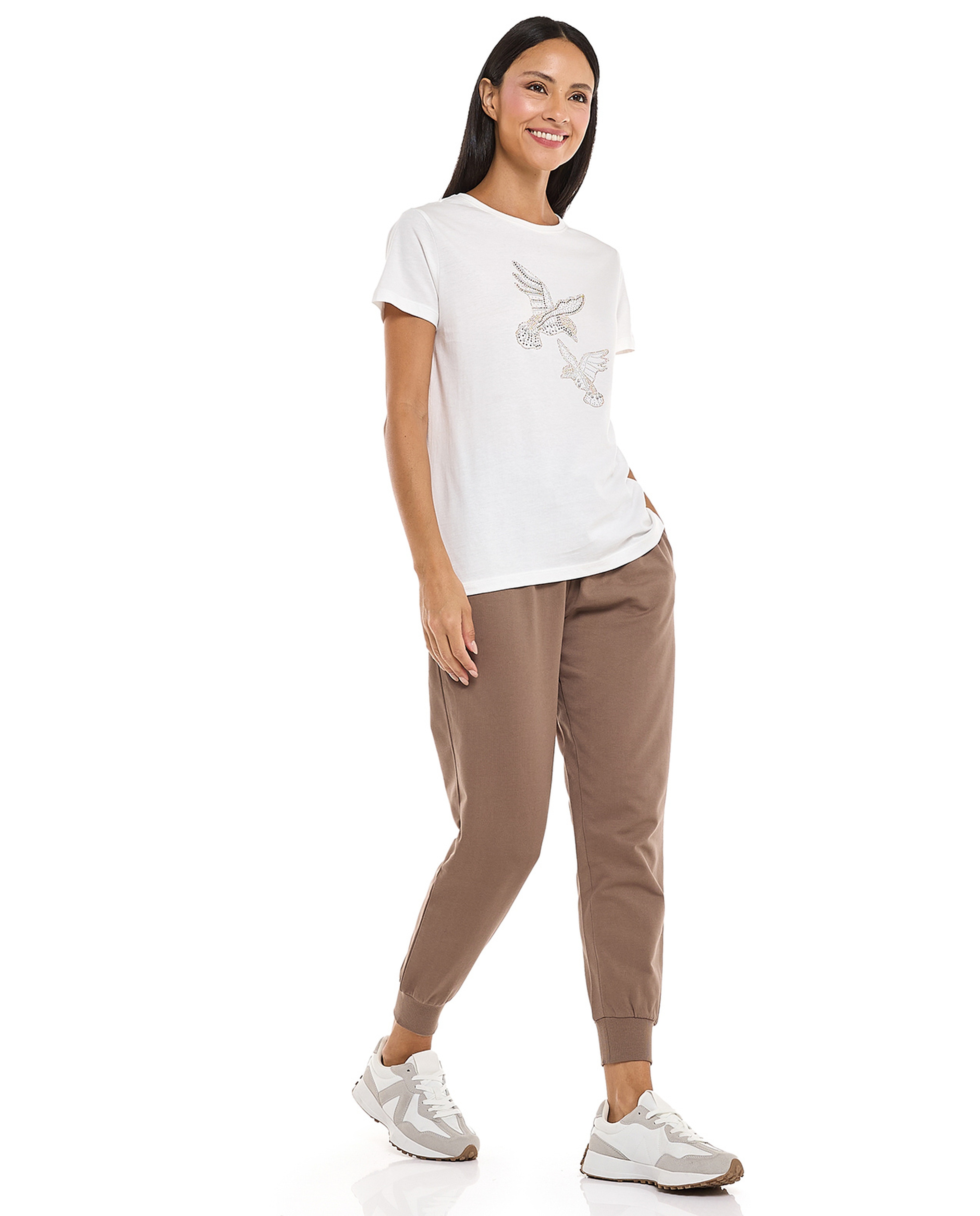 Embellished T-Shirt with Crew Neck and Short Sleeves