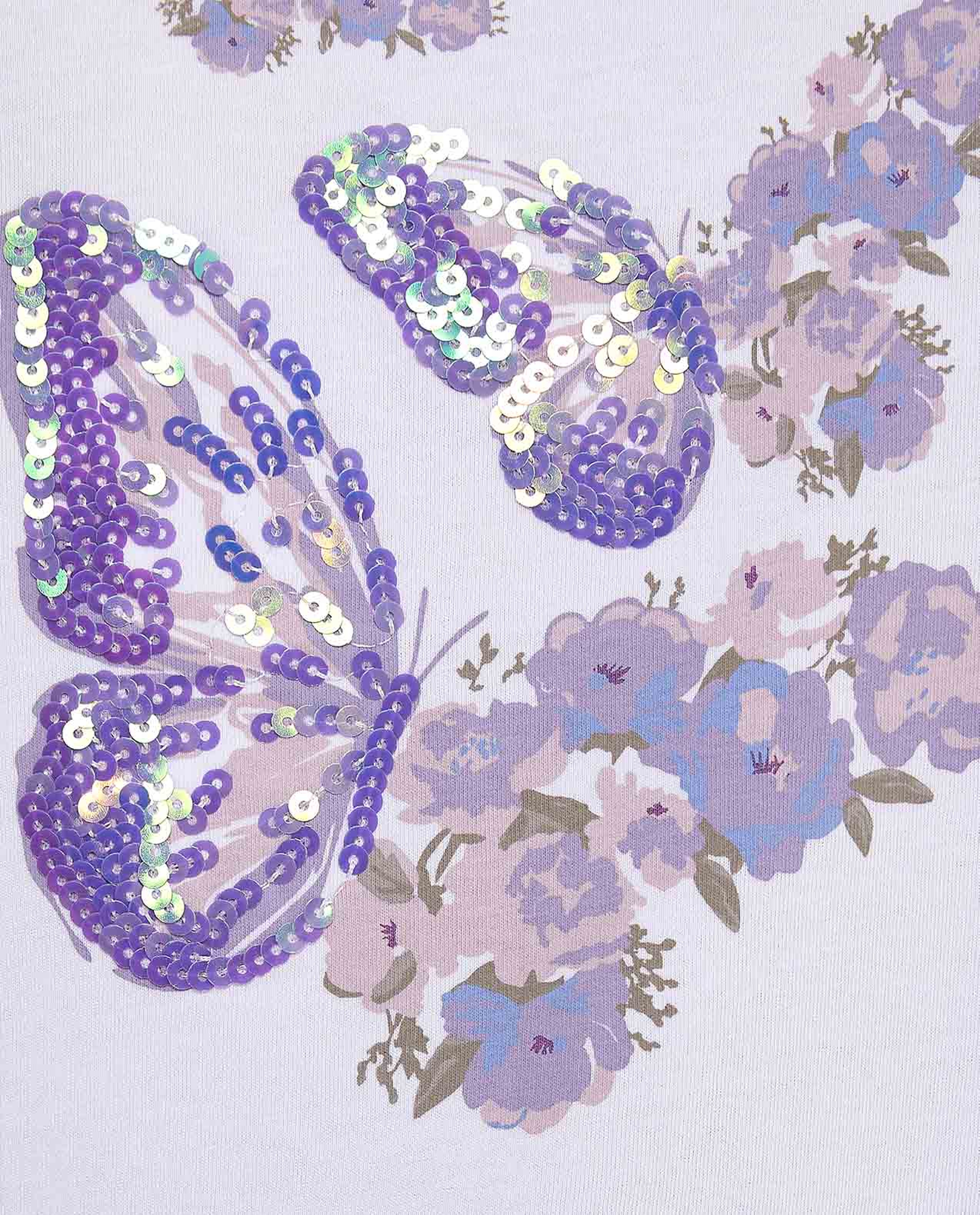 Sequined T-Shirt with Crew Neck and Short Sleeves