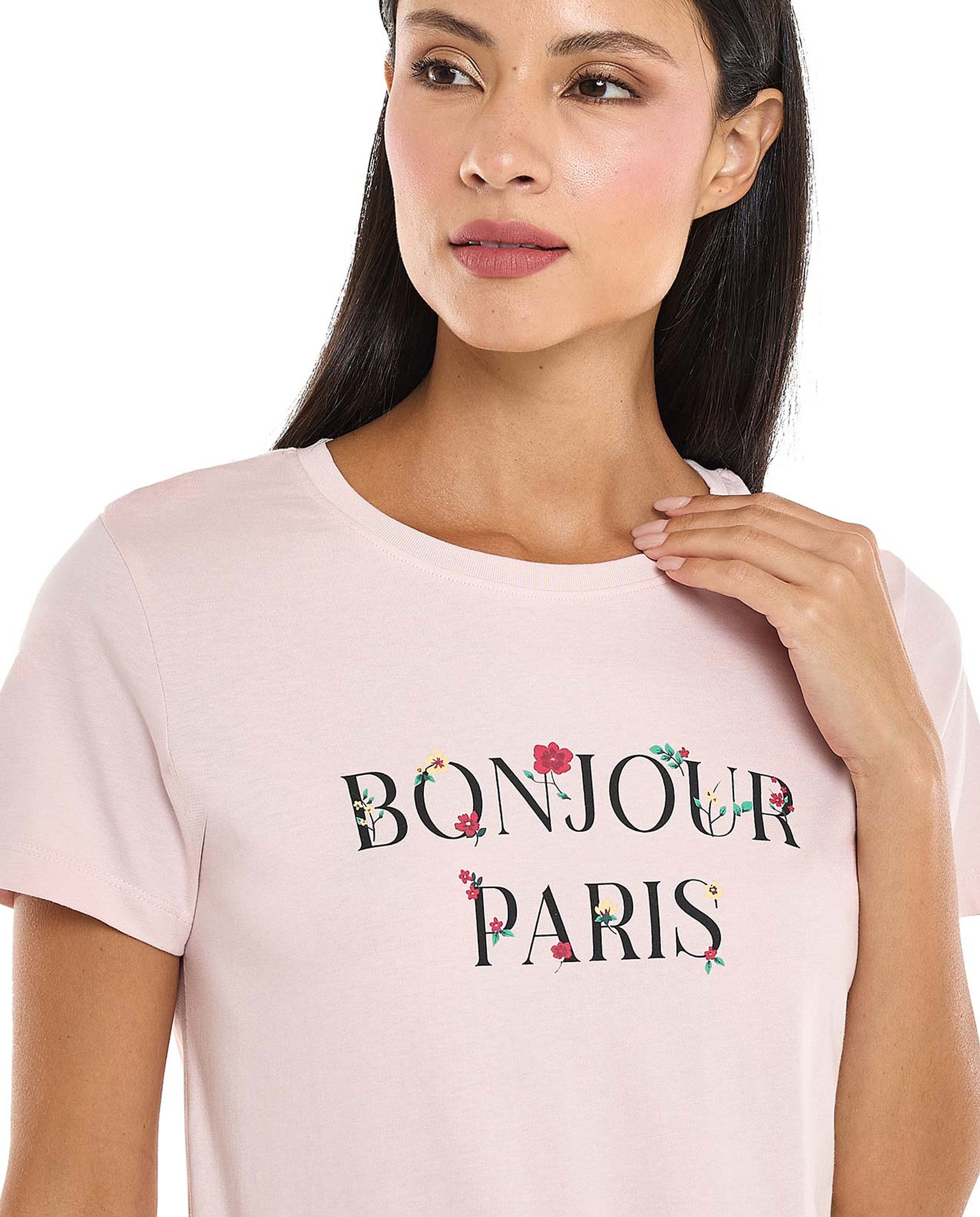 Printed T-Shirt with Crew Neck and Short Sleeves