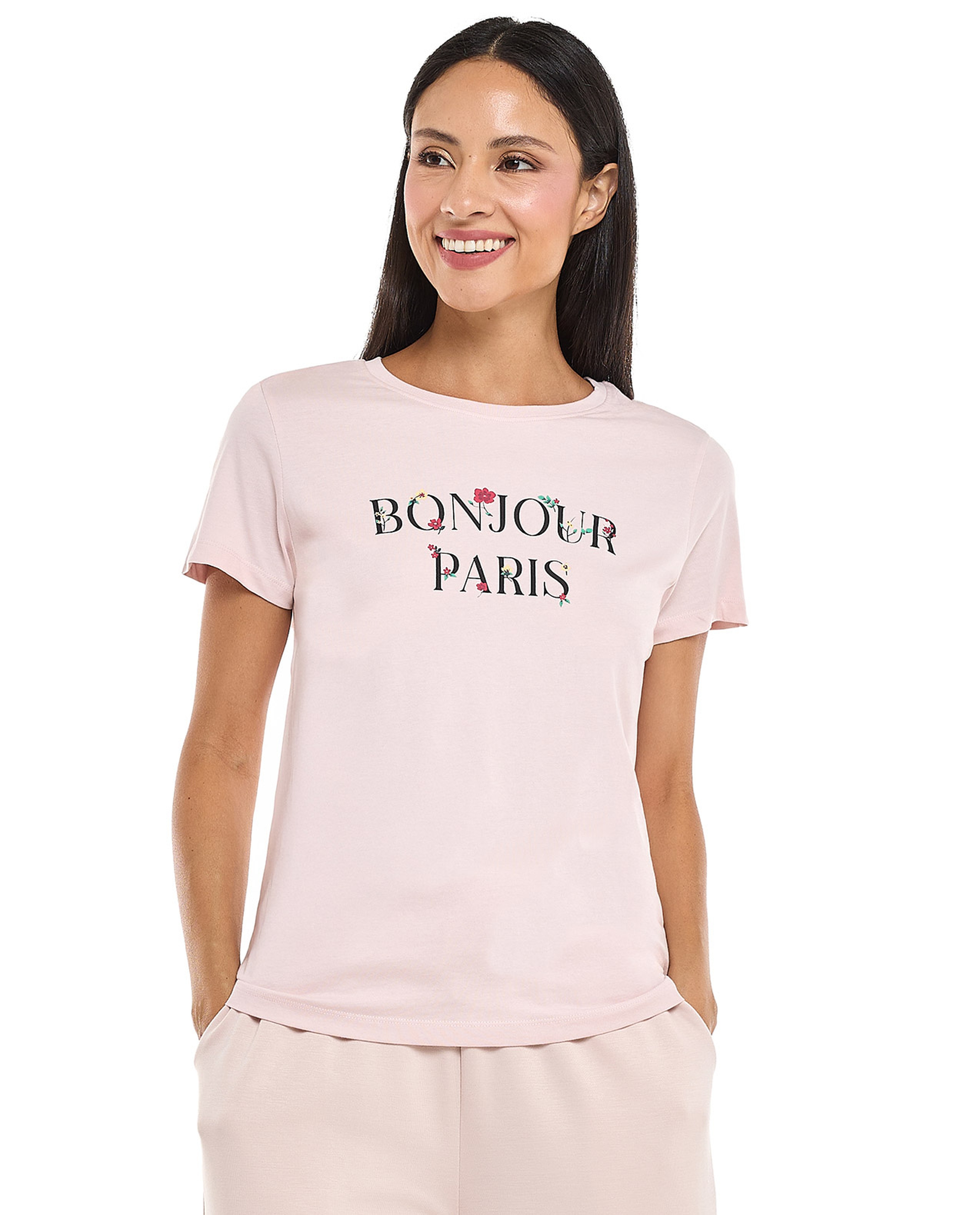 Printed T-Shirt with Crew Neck and Short Sleeves