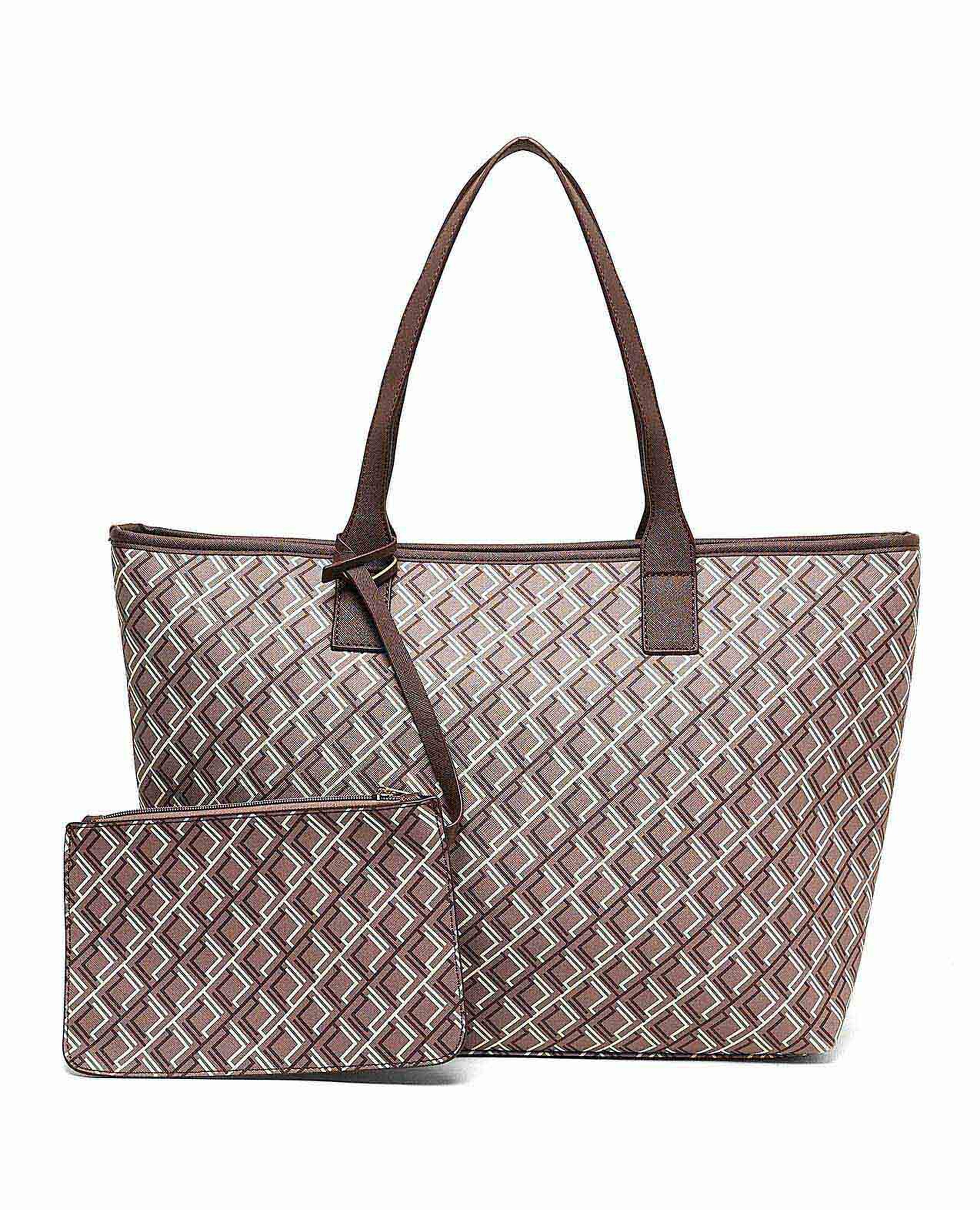 حقيبة توت بنقشة مع حافظة