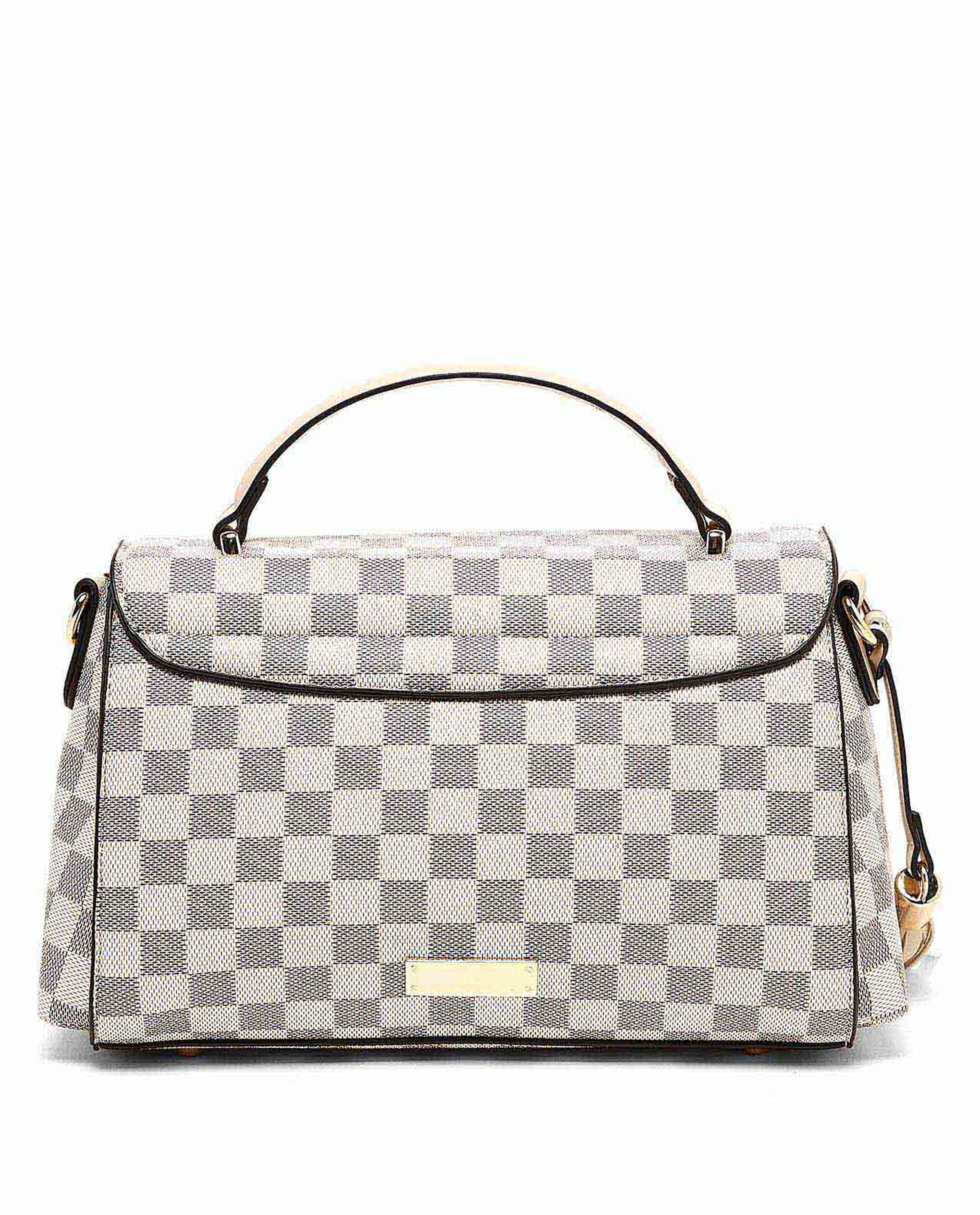 Checkered Top Handle Bag
