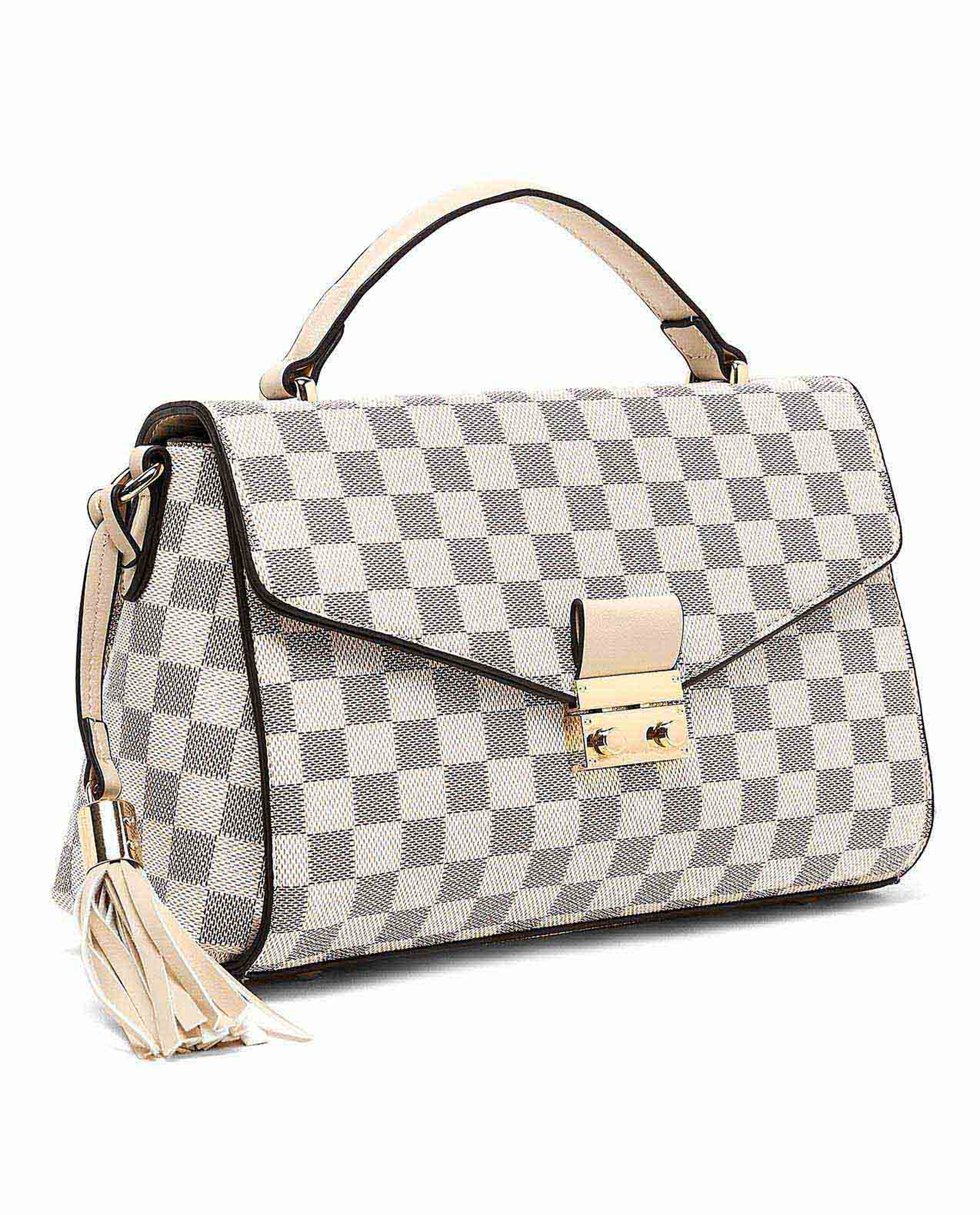 Checkered Top Handle Bag
