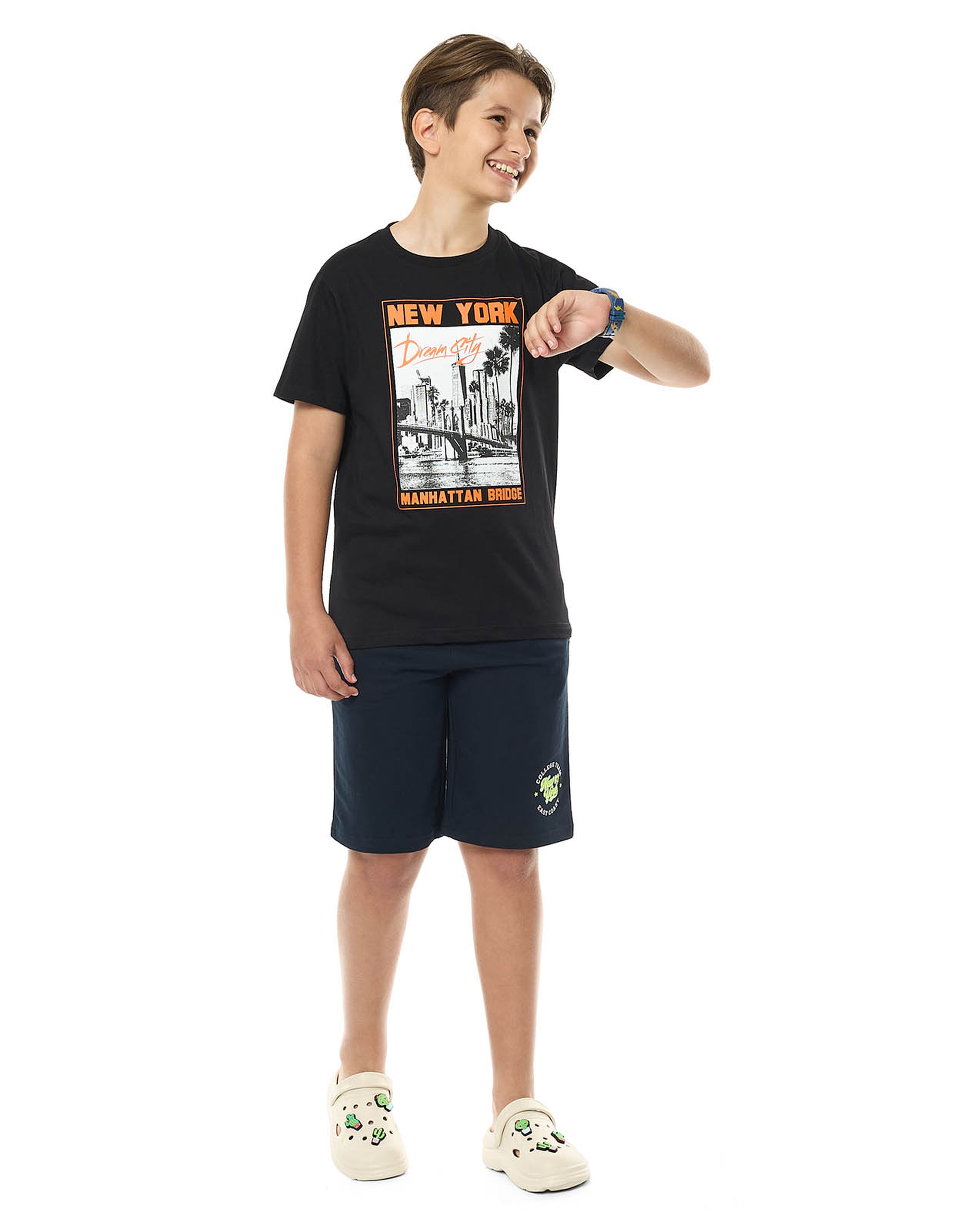 Printed T-Shirt with Crew Neck and Short Sleeves