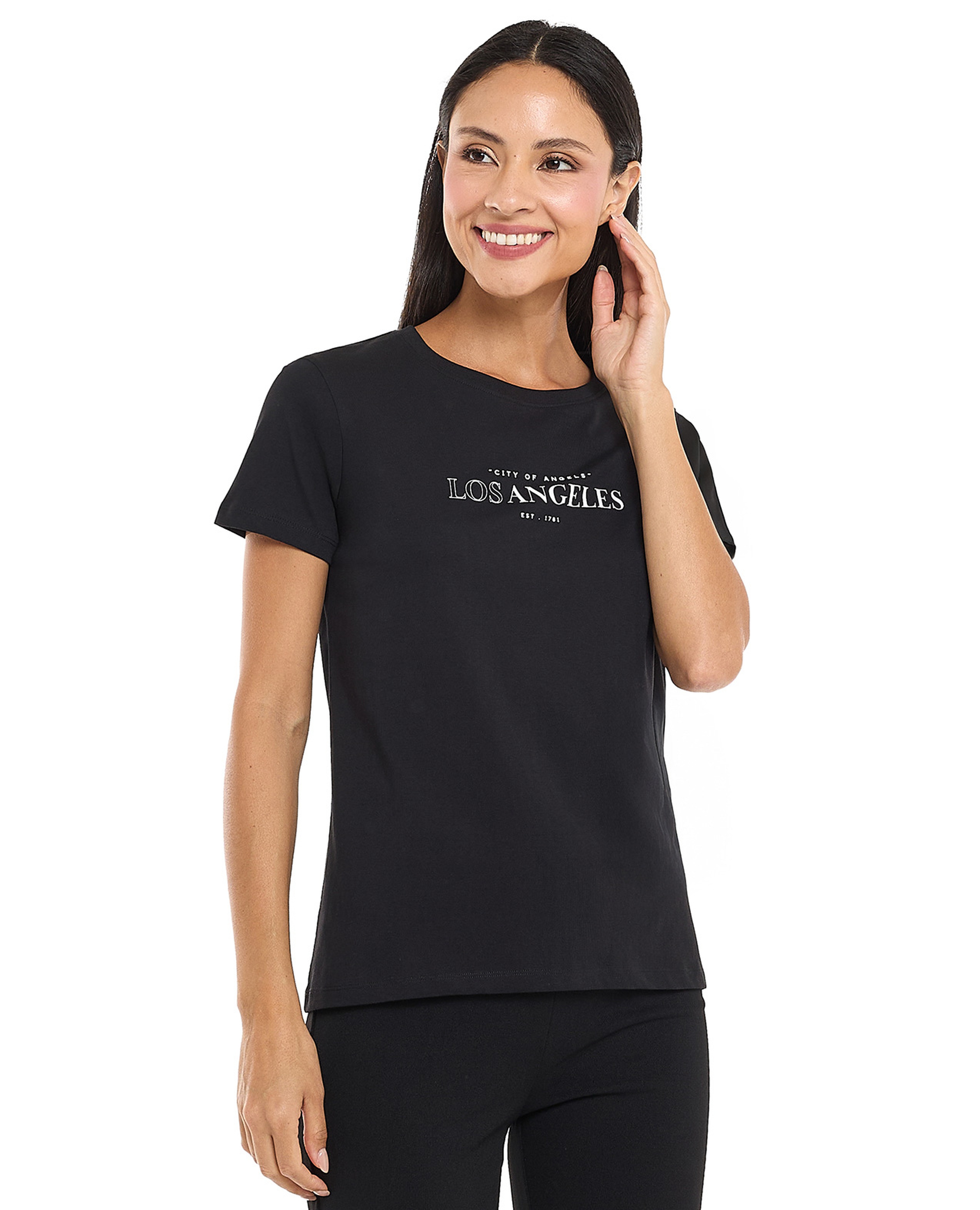 Printed T-Shirt with Crew Neck and Short Sleeves