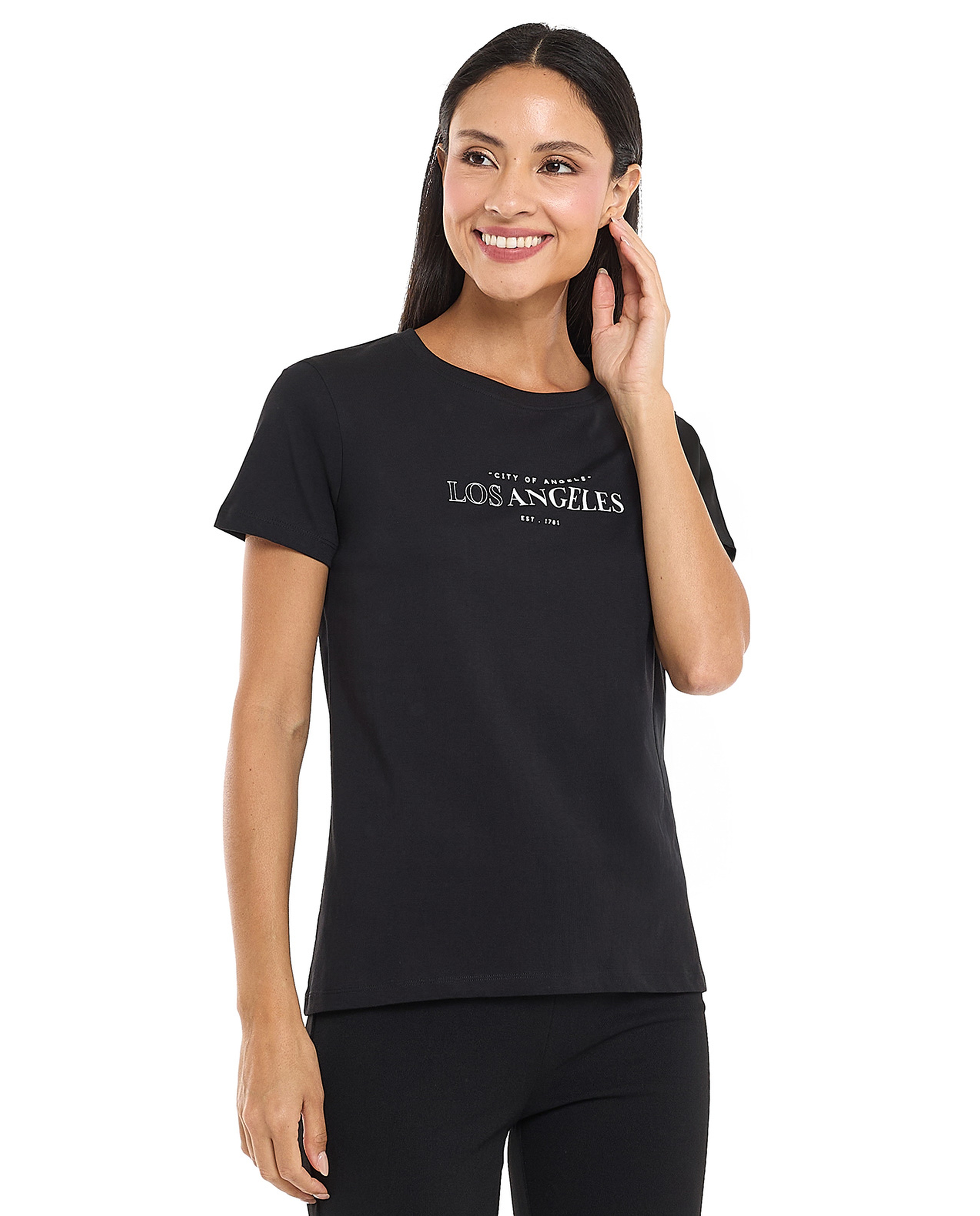 Printed T-Shirt with Crew Neck and Short Sleeves