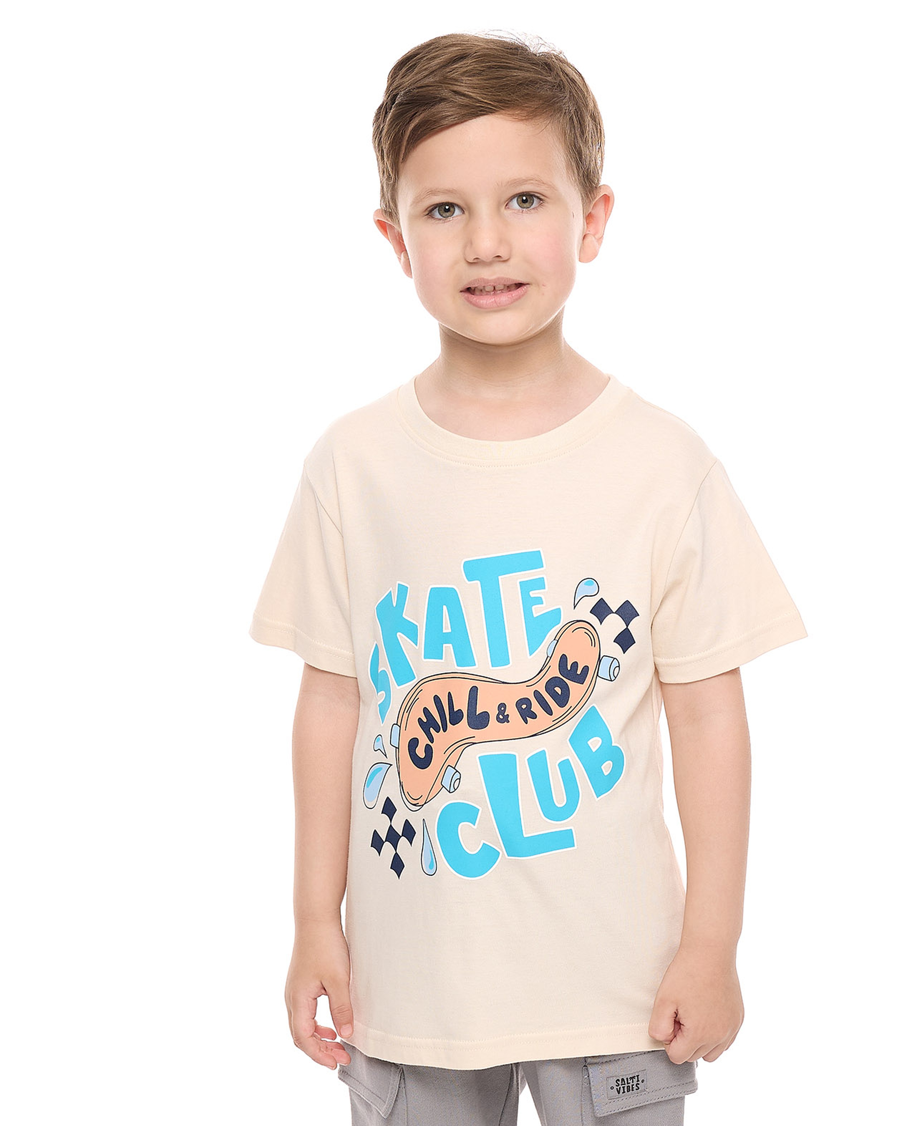 Printed T-Shirt with Crew Neck and Short Sleeves