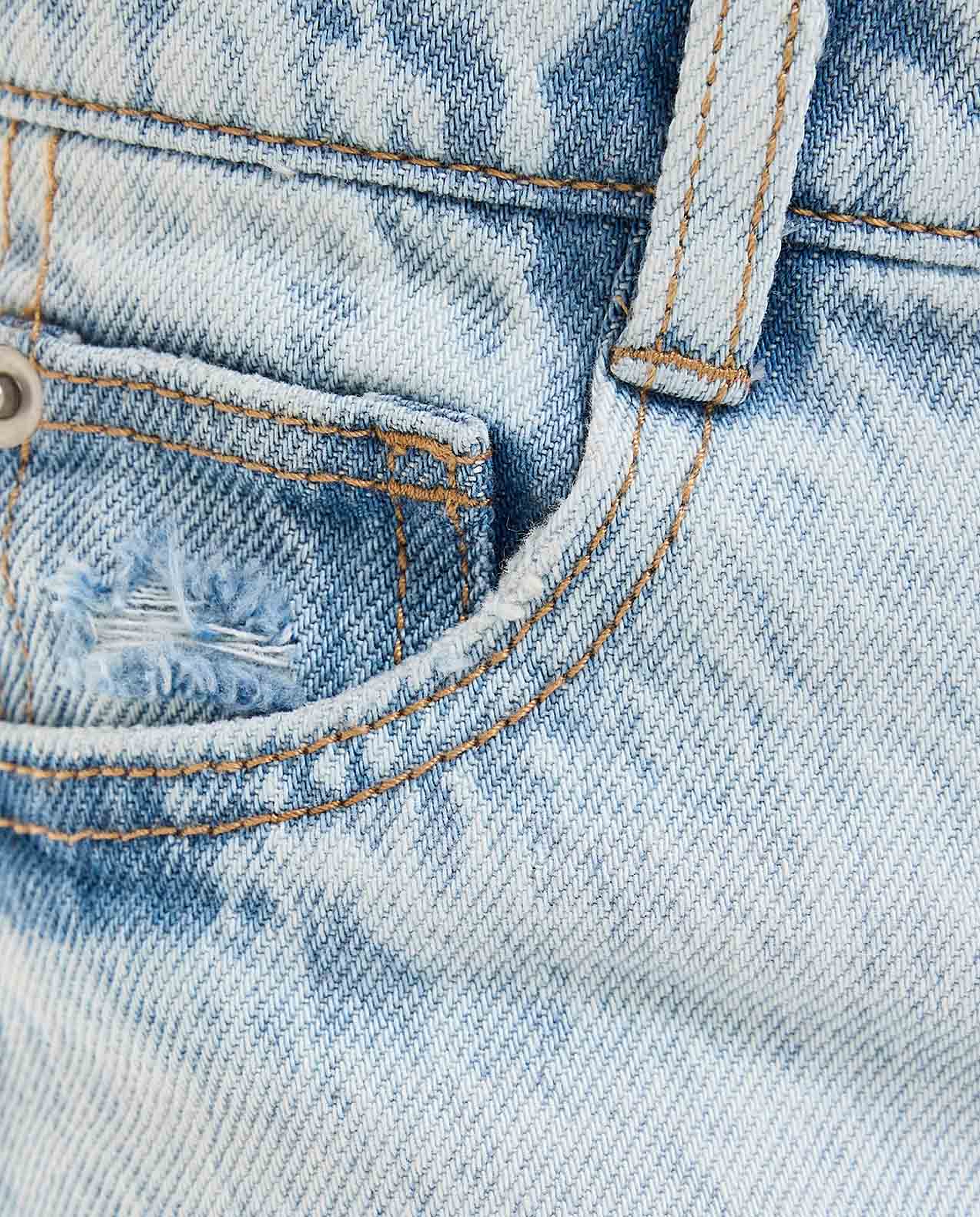 Distressed Denim Shorts with Button Closure