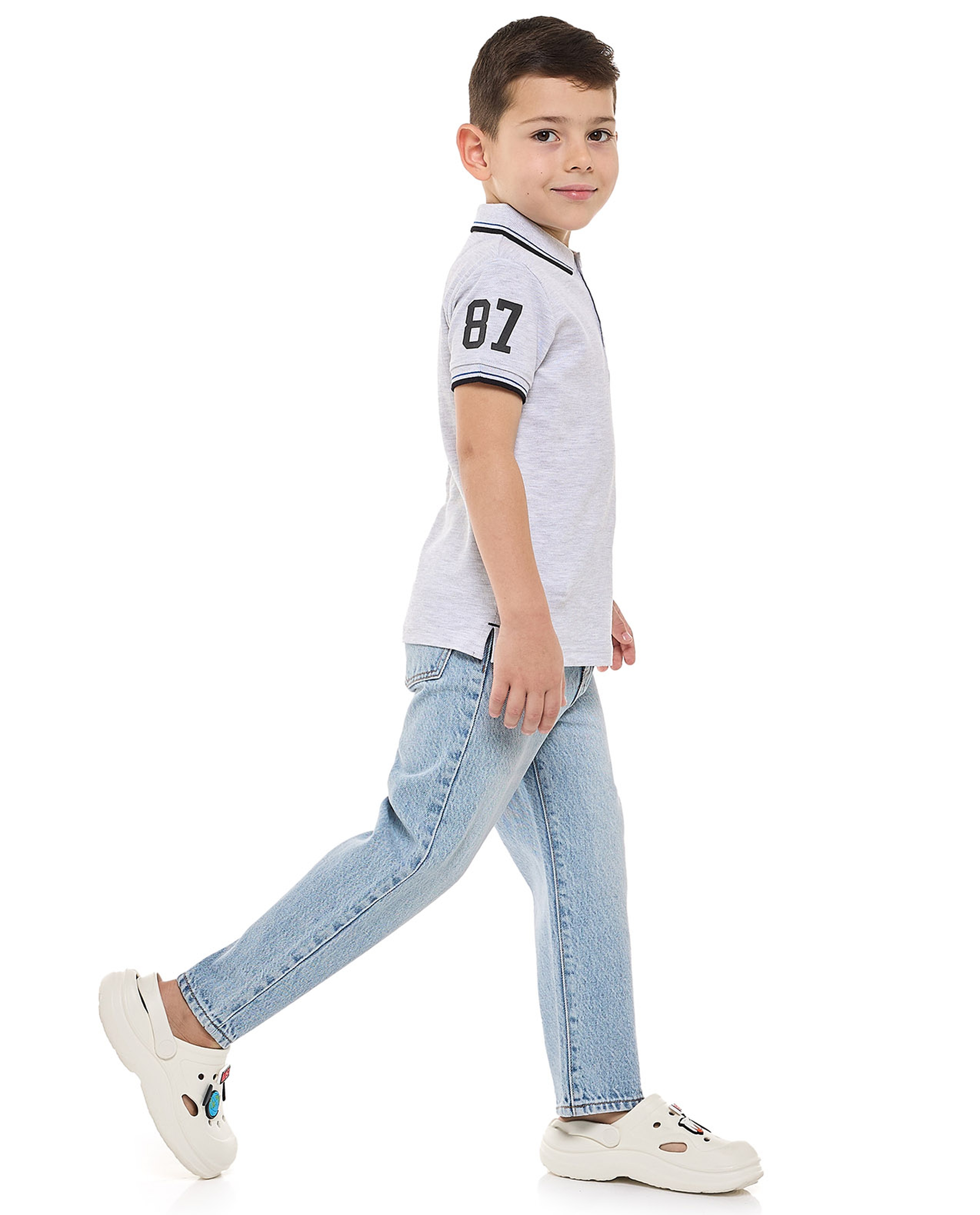 Washed Straight Fit Jeans with Button Closure