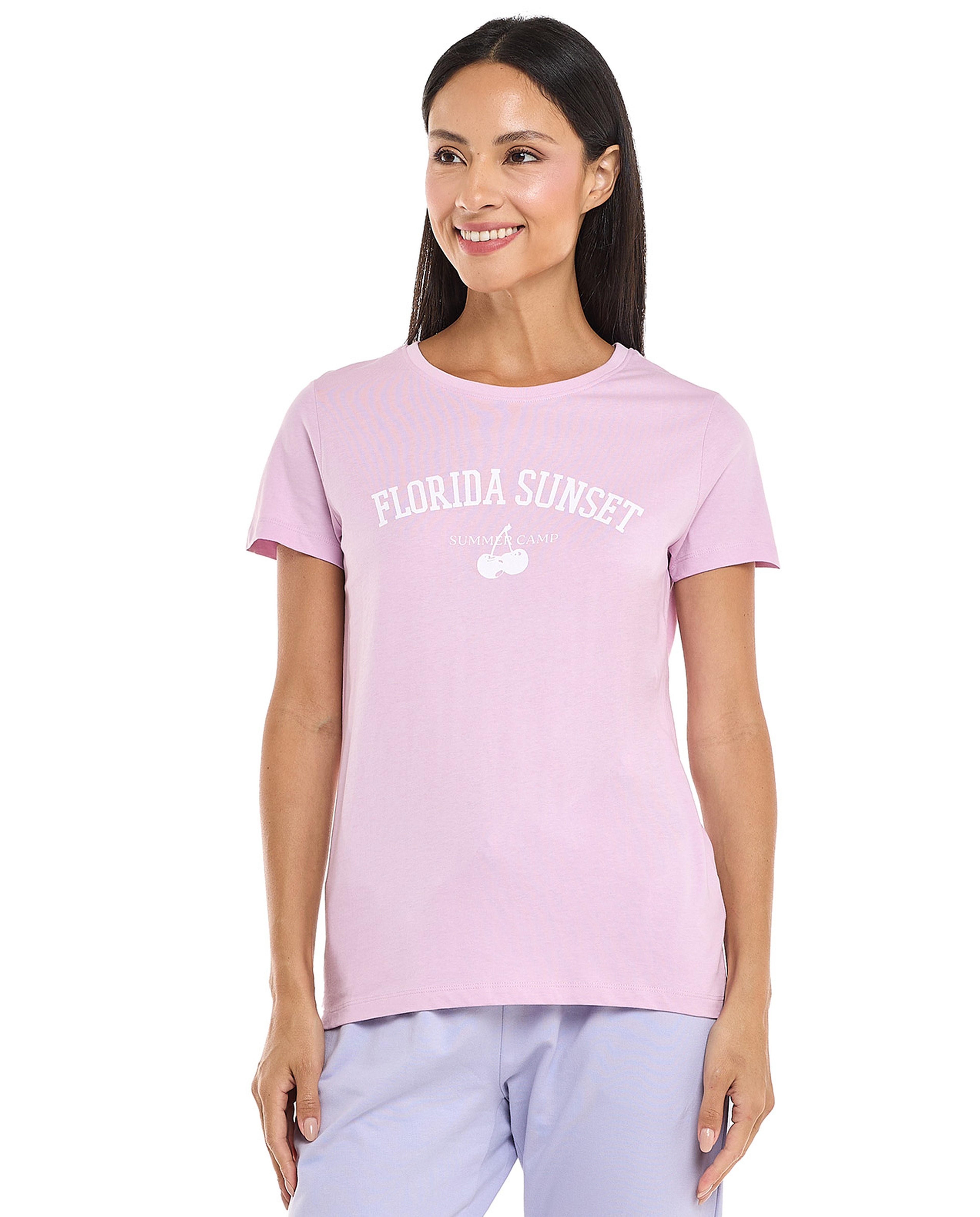 Printed T-Shirt with Crew Neck and Short Sleeves