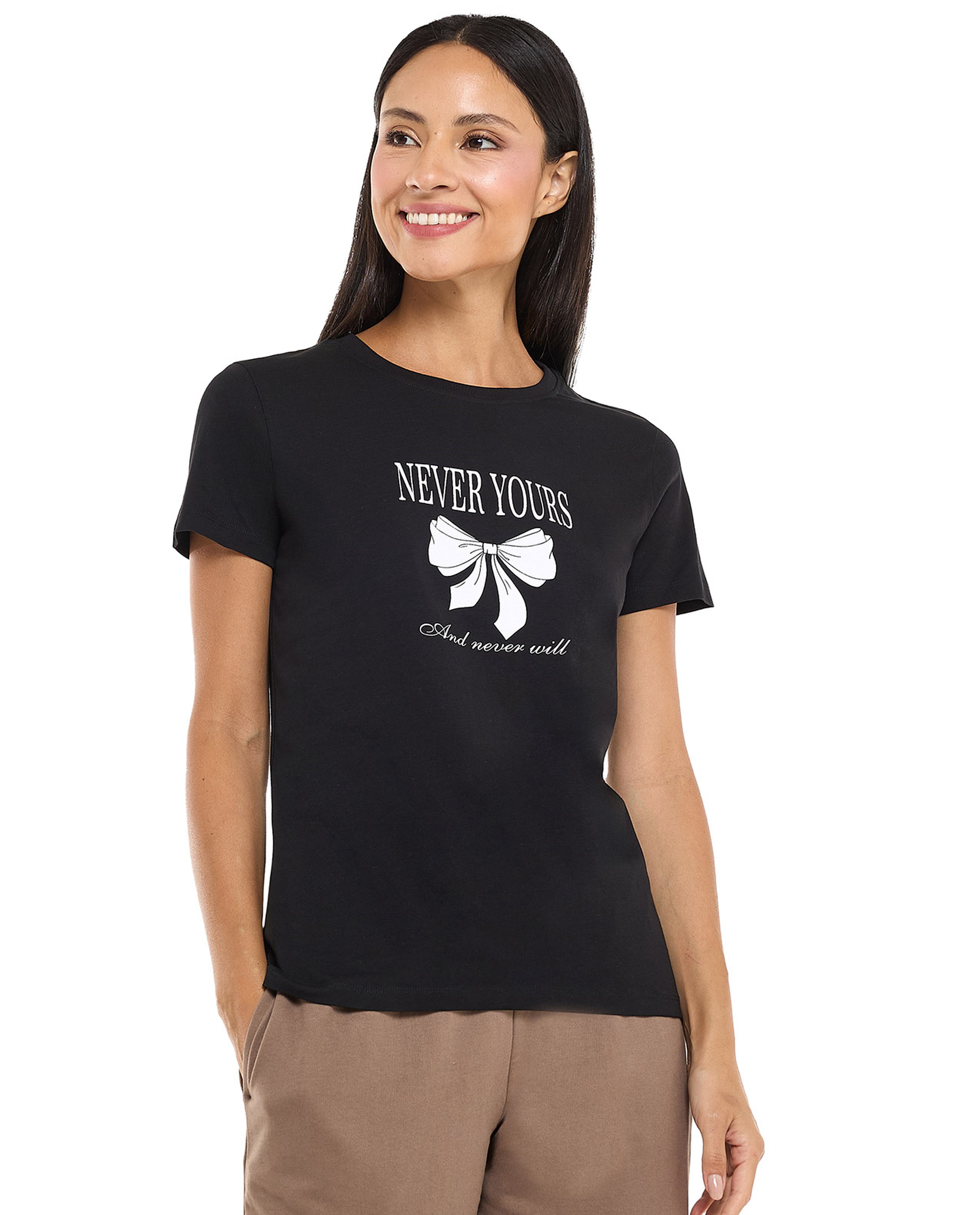 Printed T-Shirt with Crew Neck and Short Sleeves