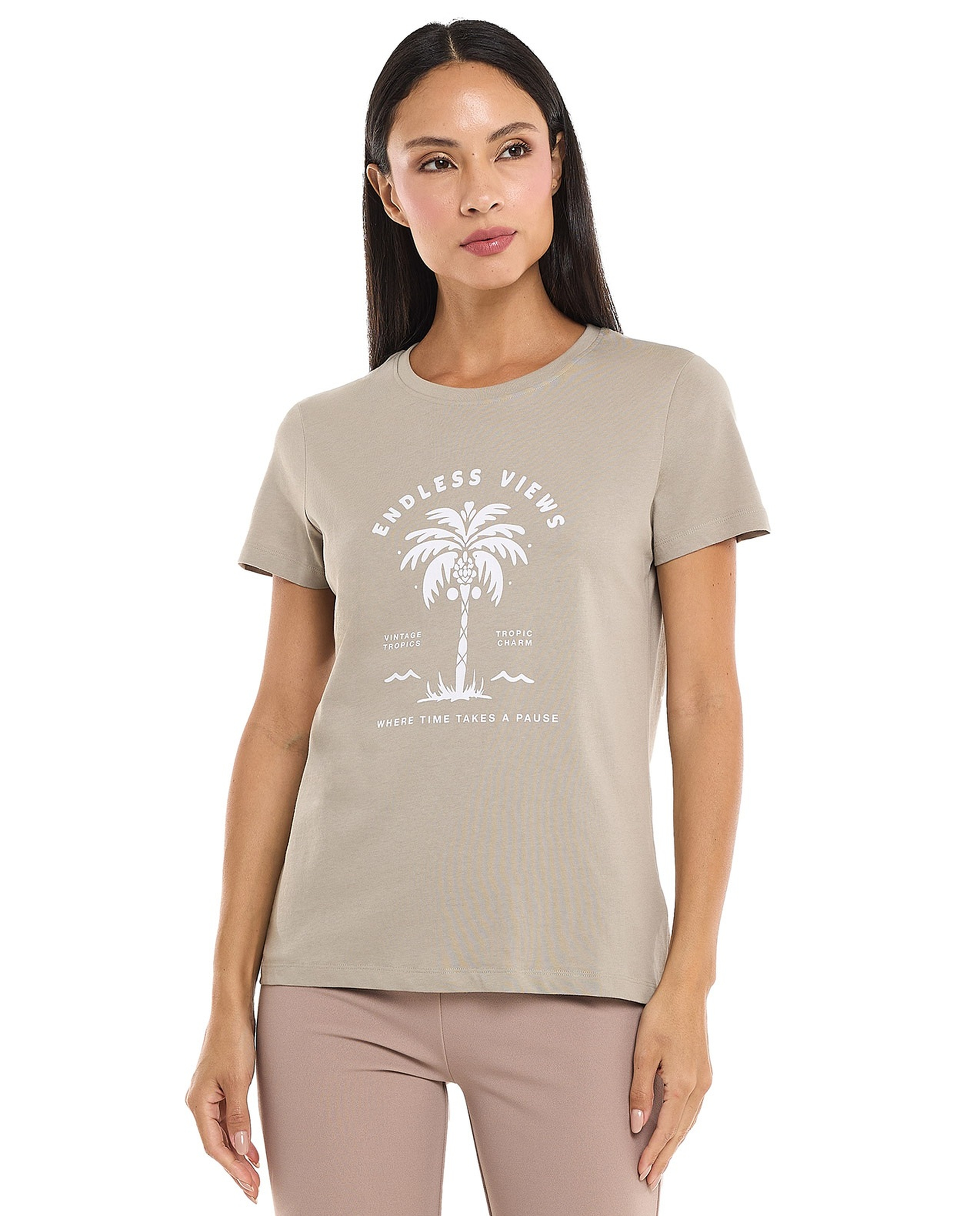 Printed T-Shirt with Crew Neck and Short Sleeves