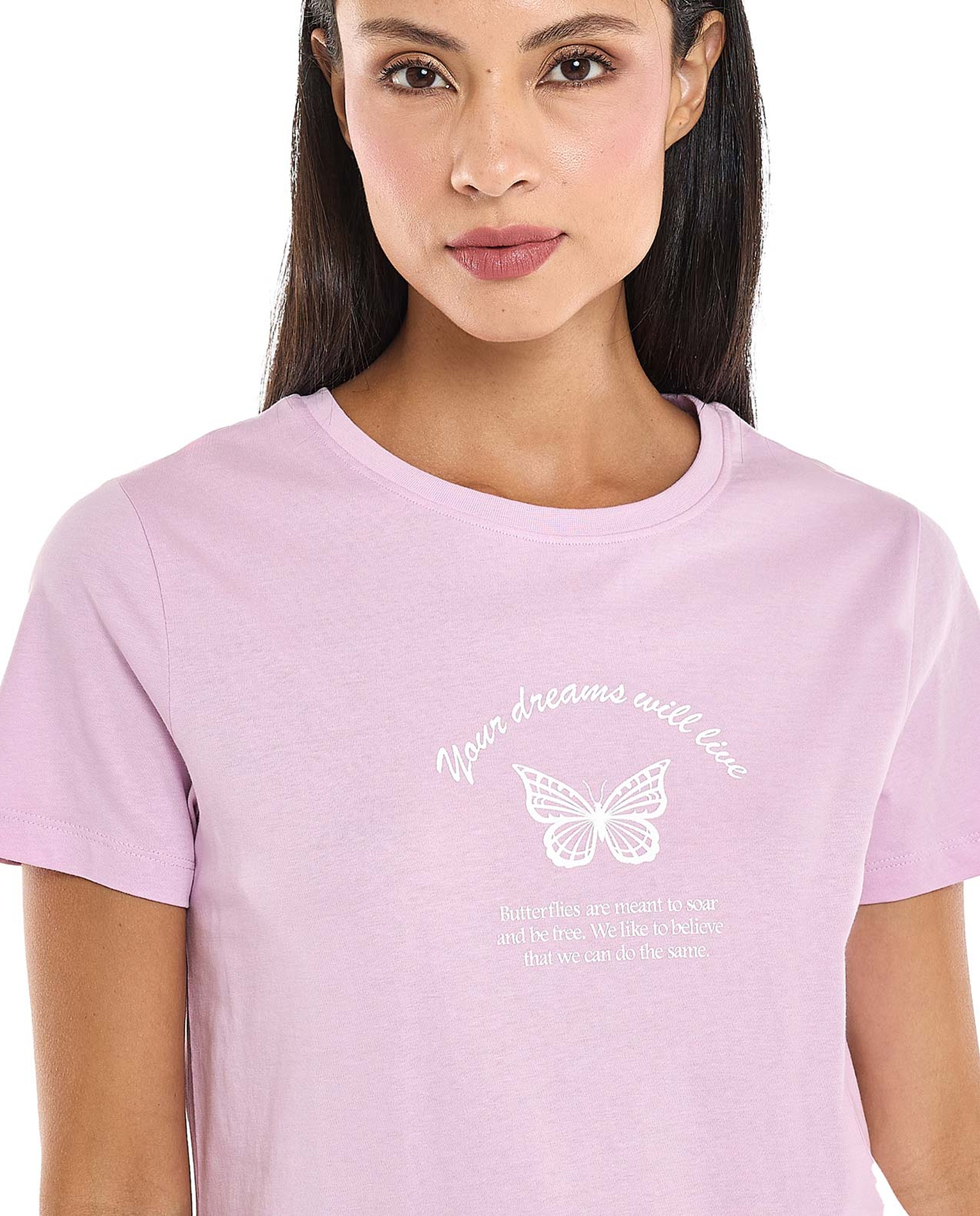 Printed T-Shirt with Crew Neck and Short Sleeves