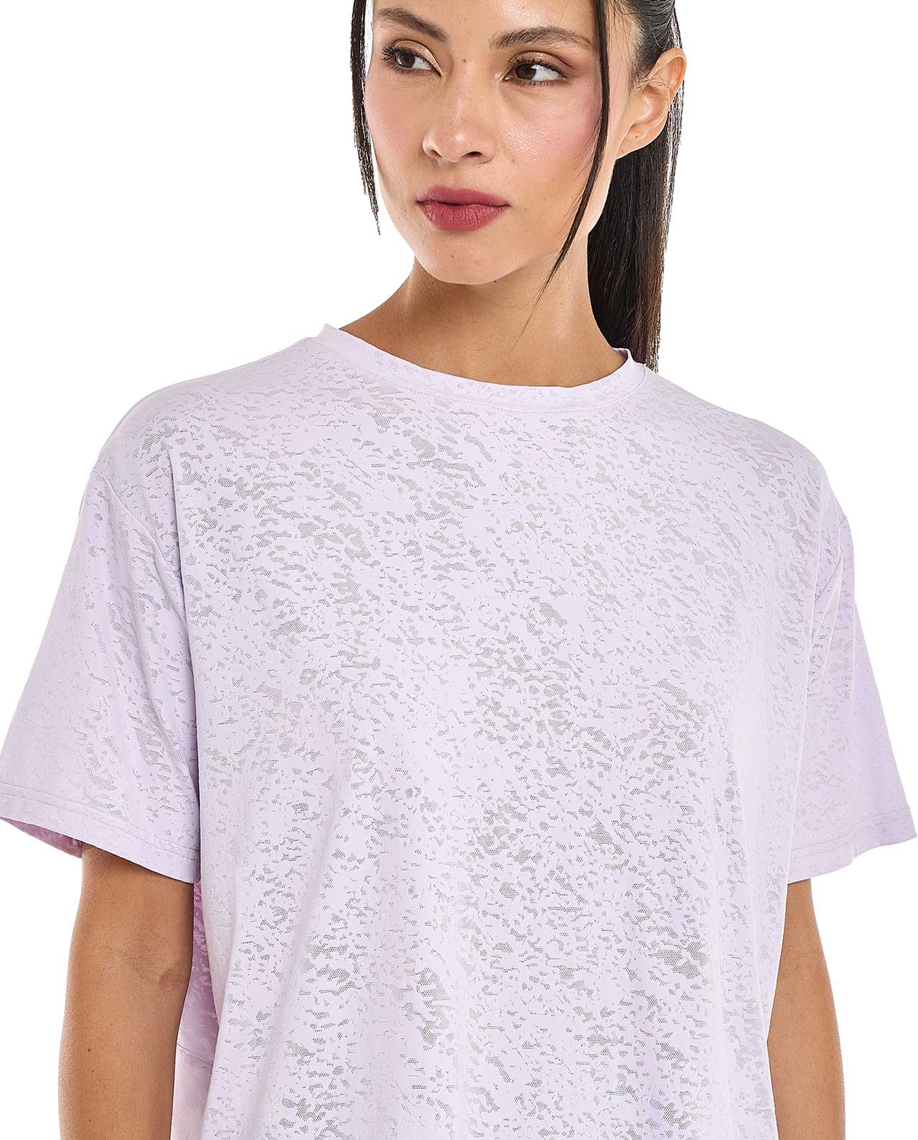 Patterned Active T-Shirt with Crew Neck and Short Sleeves
