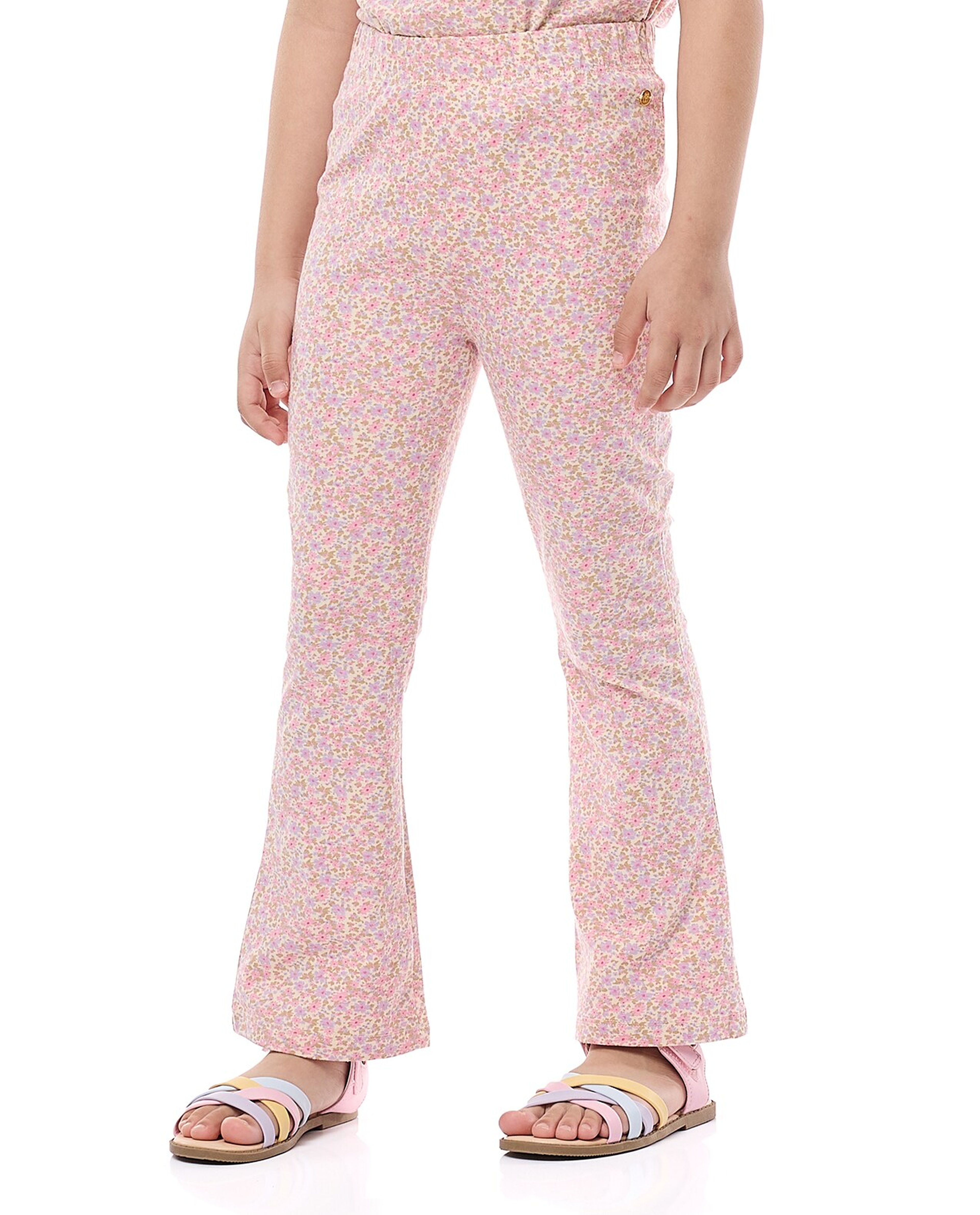 Printed Flared Pants with Elastic Waist