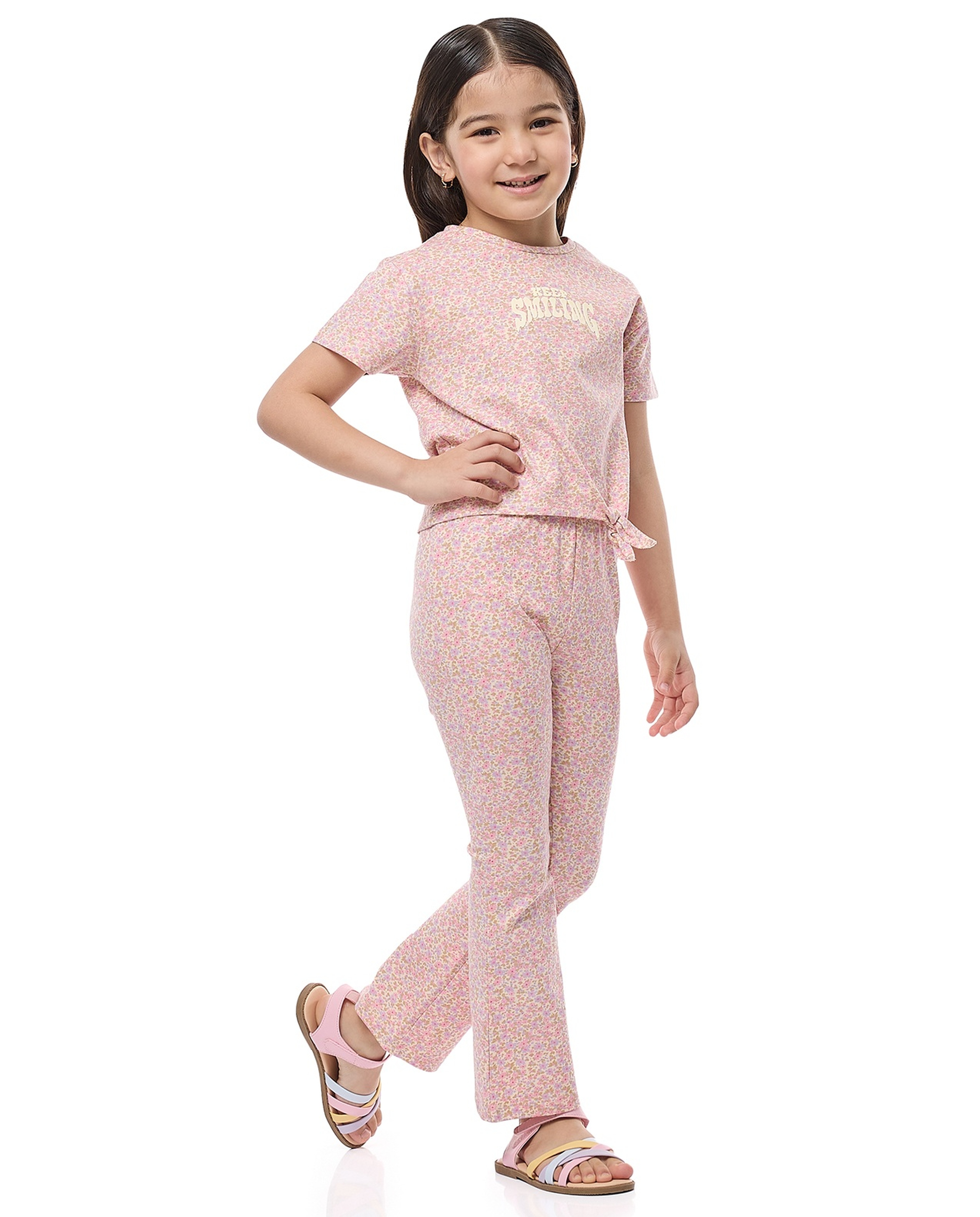 Printed Flared Pants with Elastic Waist