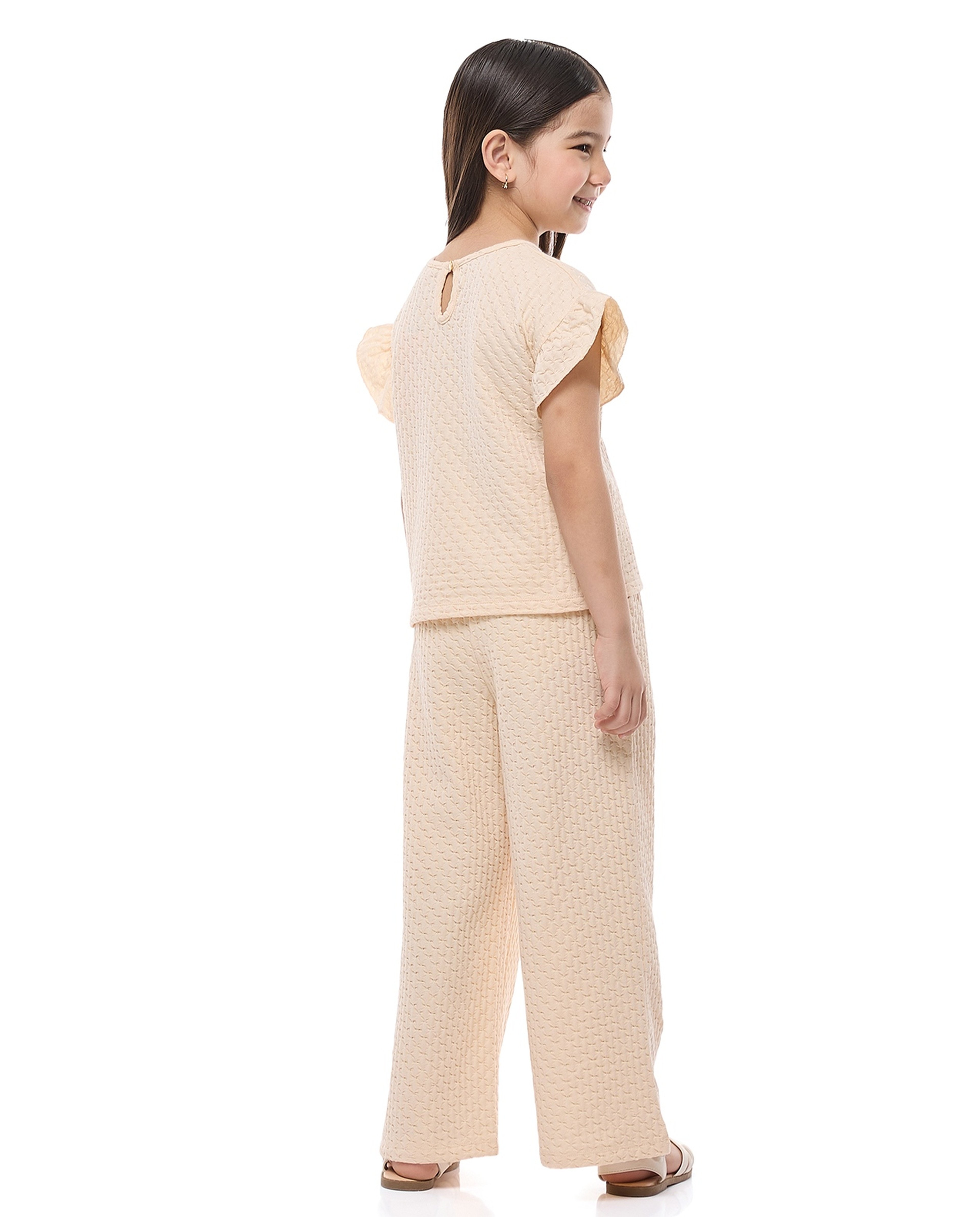 Textured Top and Pants Set