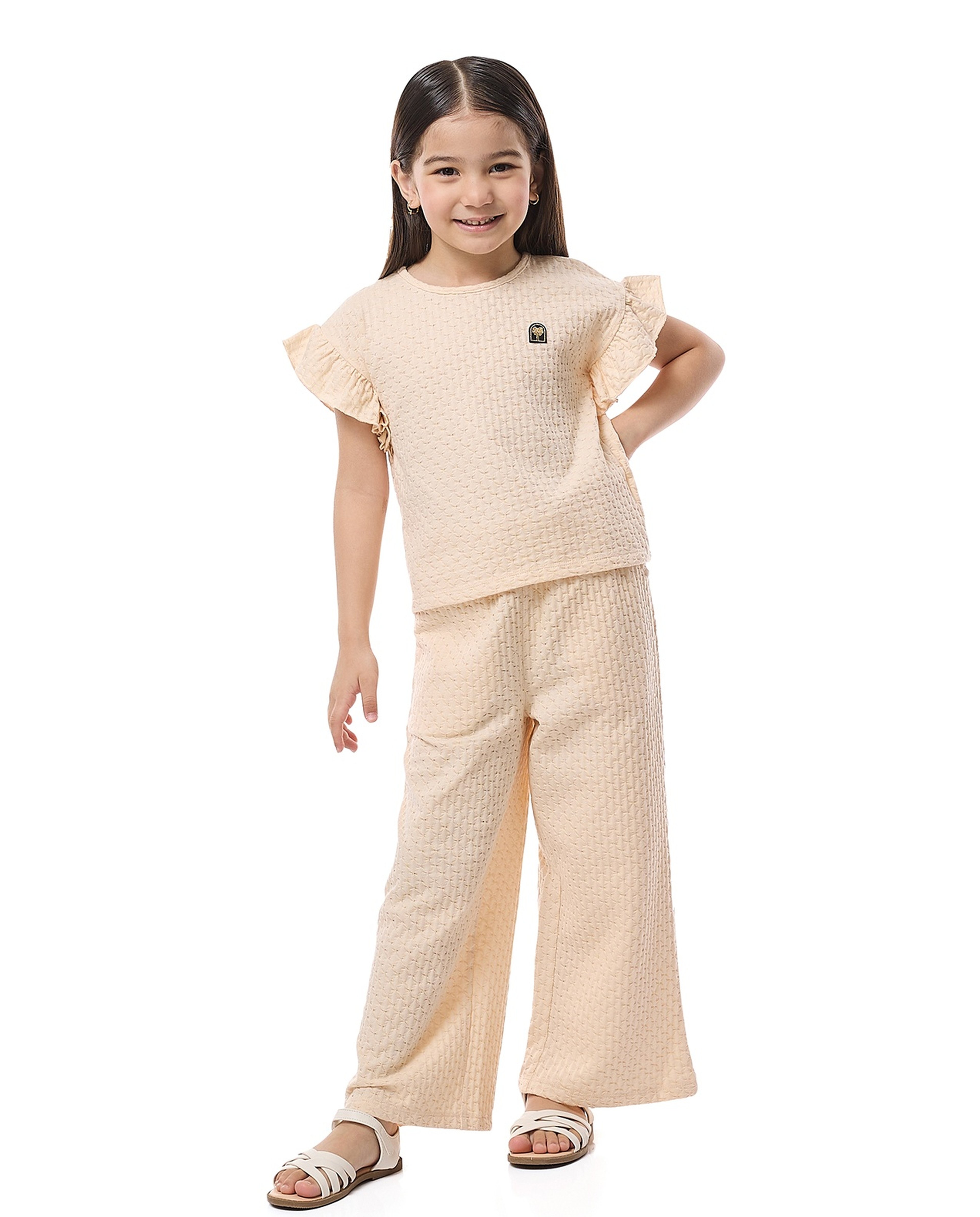 Textured Top and Pants Set