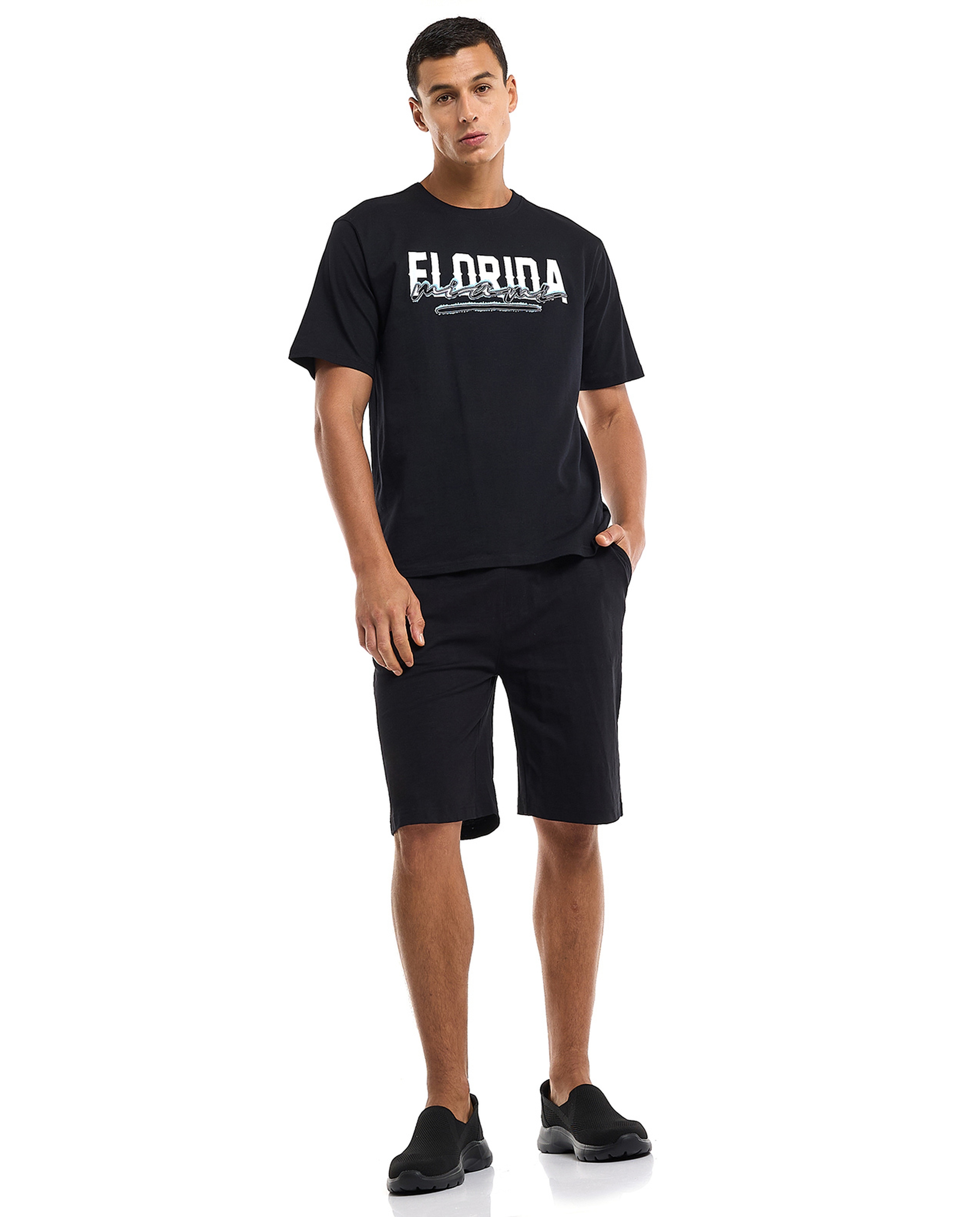 Printed T-Shirt with Crew Neck and Short Sleeves