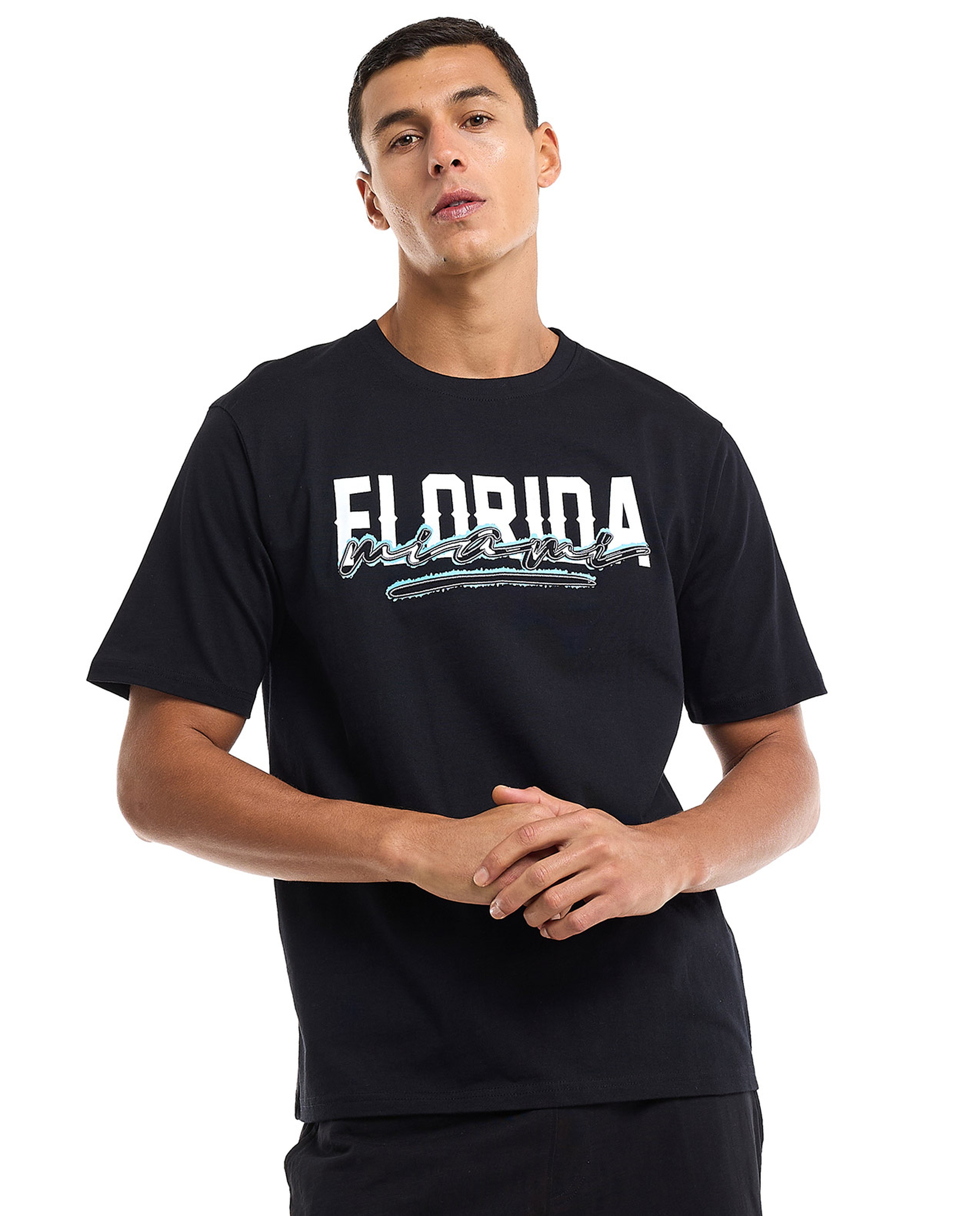 Printed T-Shirt with Crew Neck and Short Sleeves