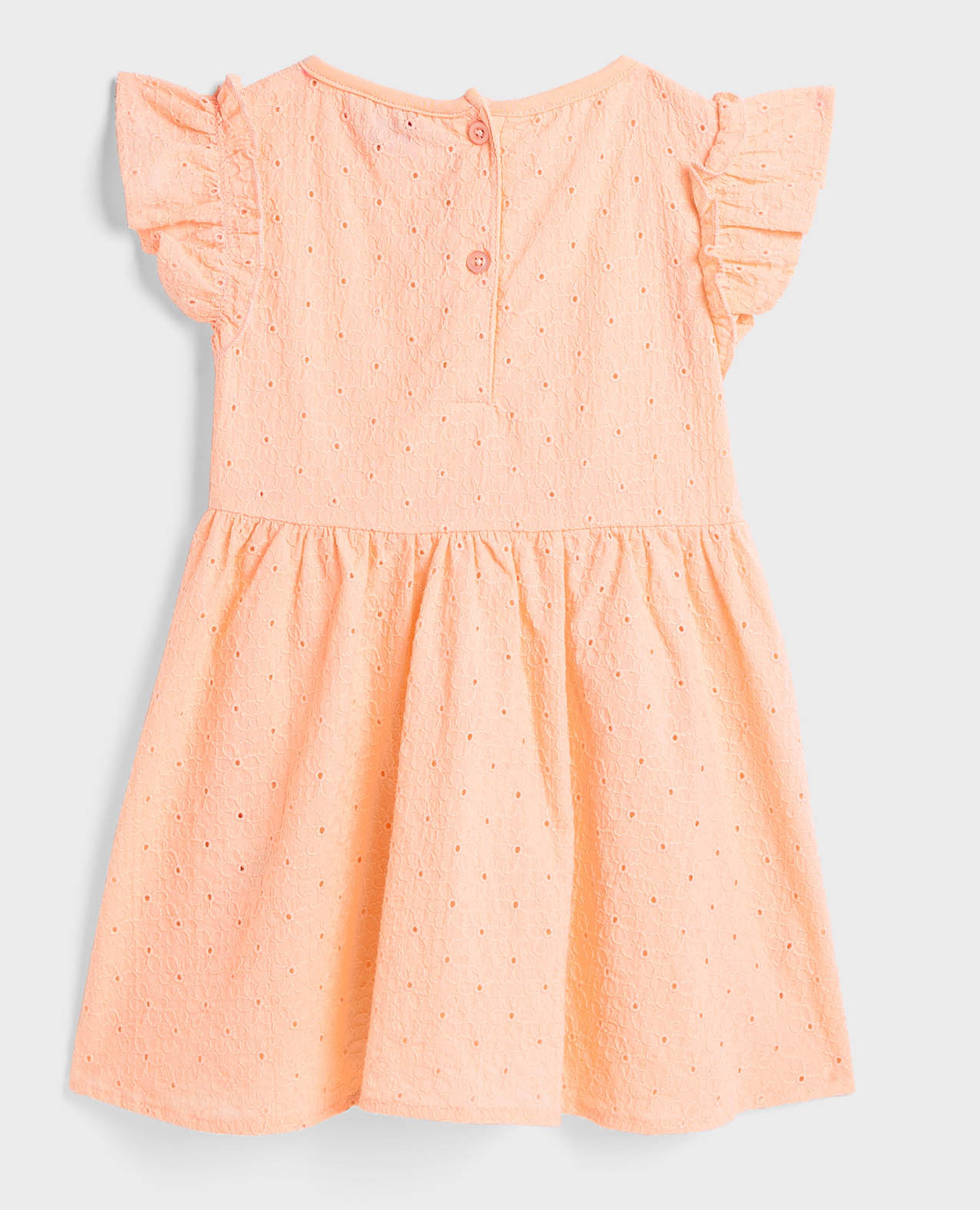 فستان شيفلي بياقة مستديرة وأكمام بكشكش