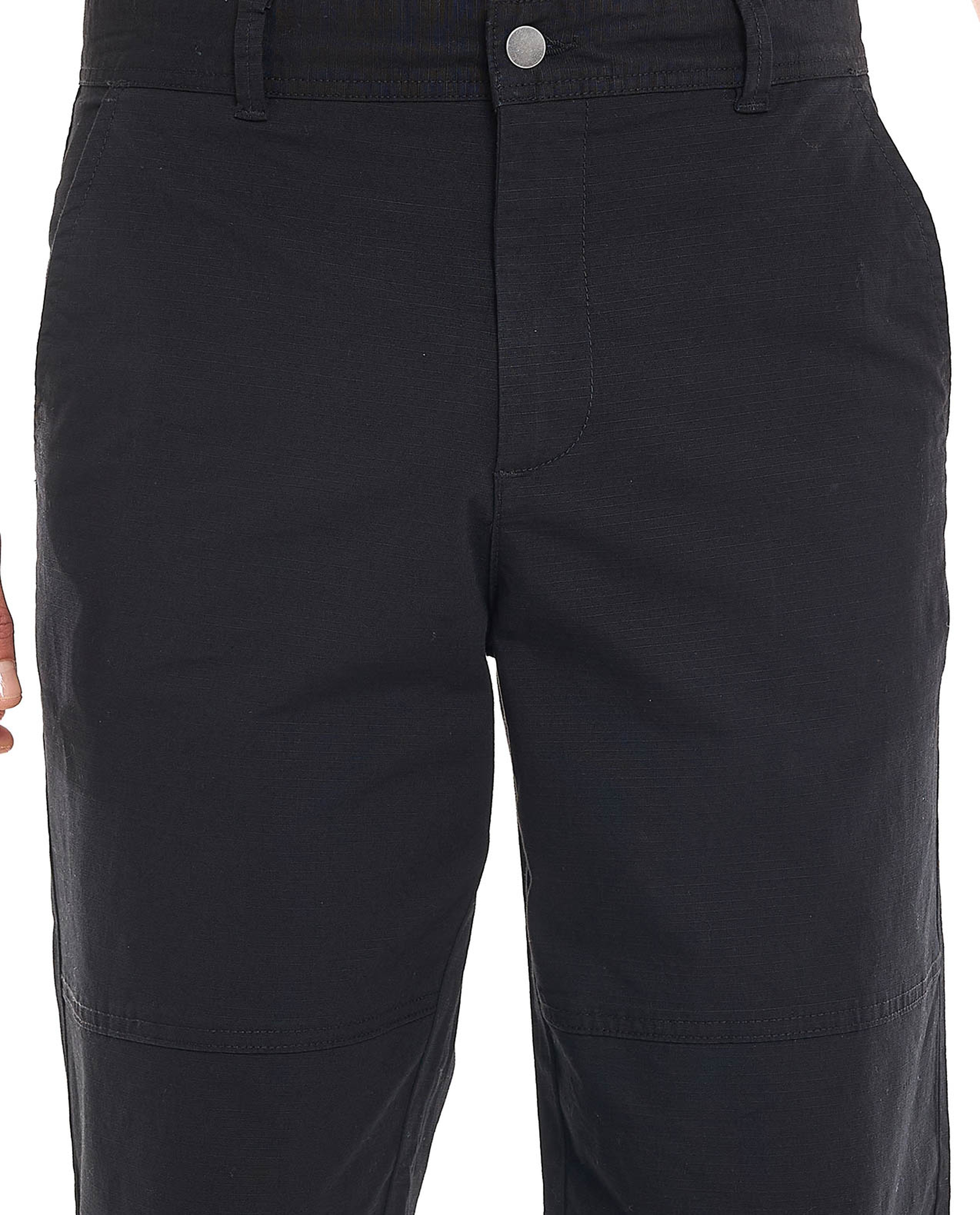 Solid Straight Fit Pants with Button Closure