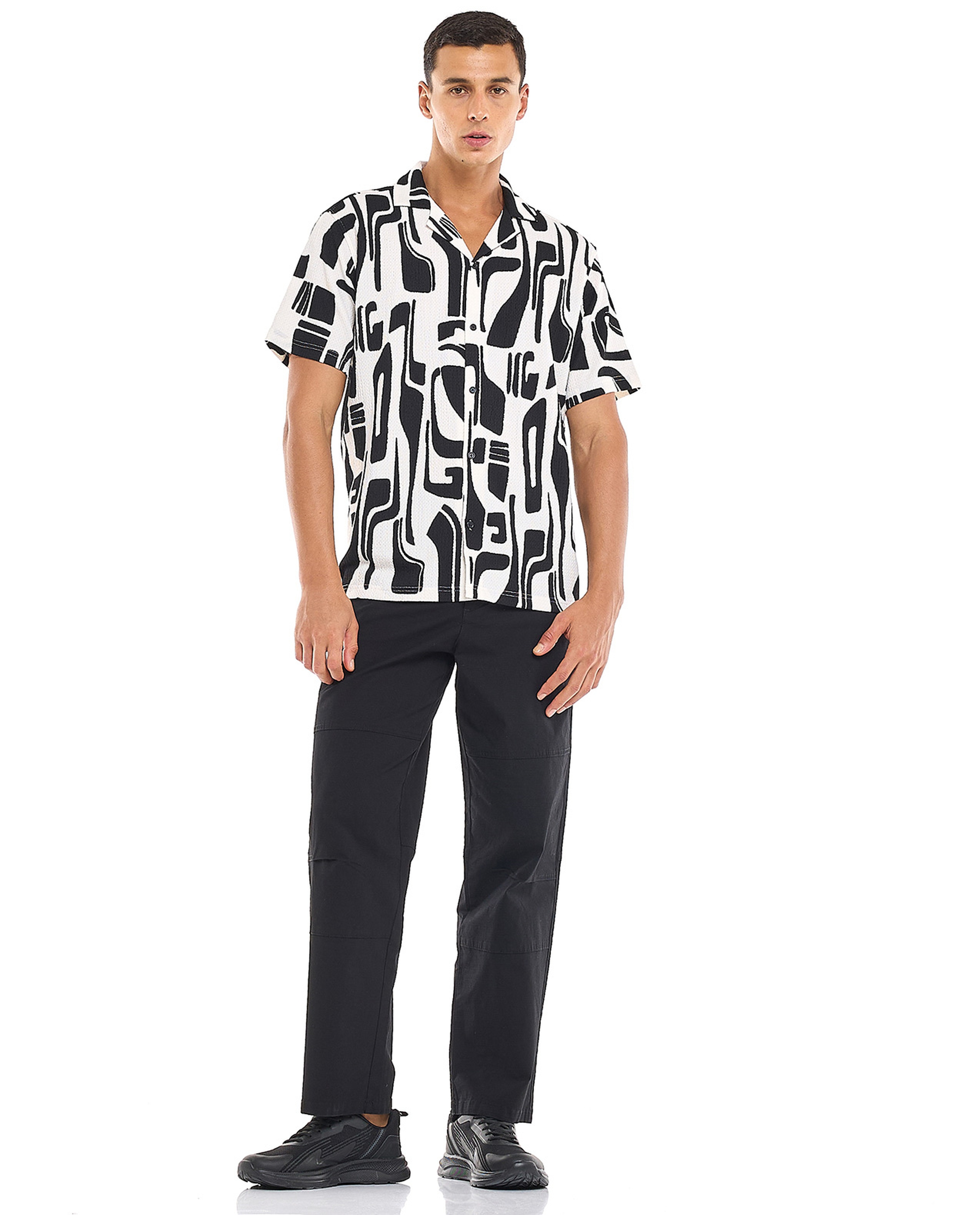 Solid Straight Fit Pants with Button Closure