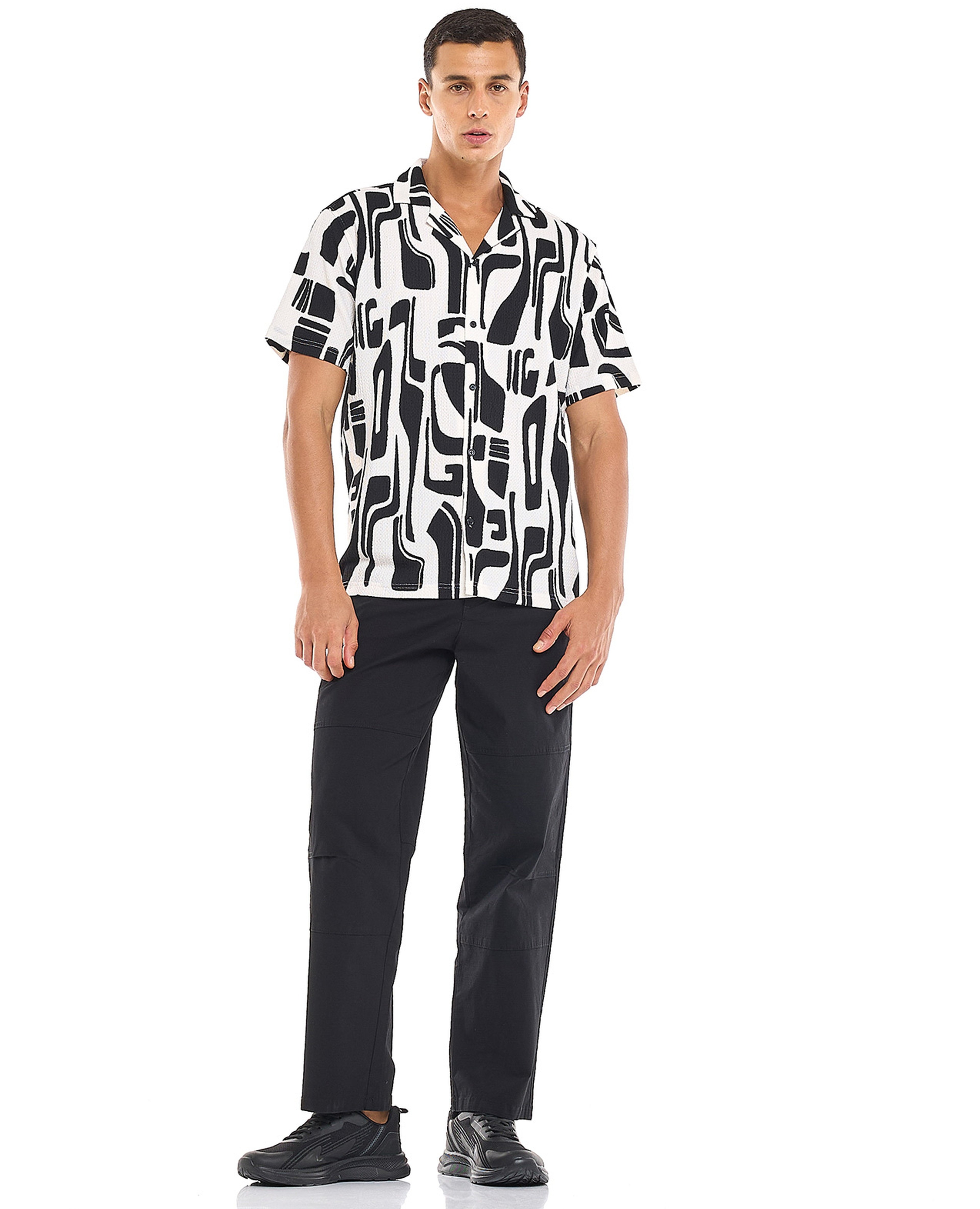 Solid Straight Fit Pants with Button Closure