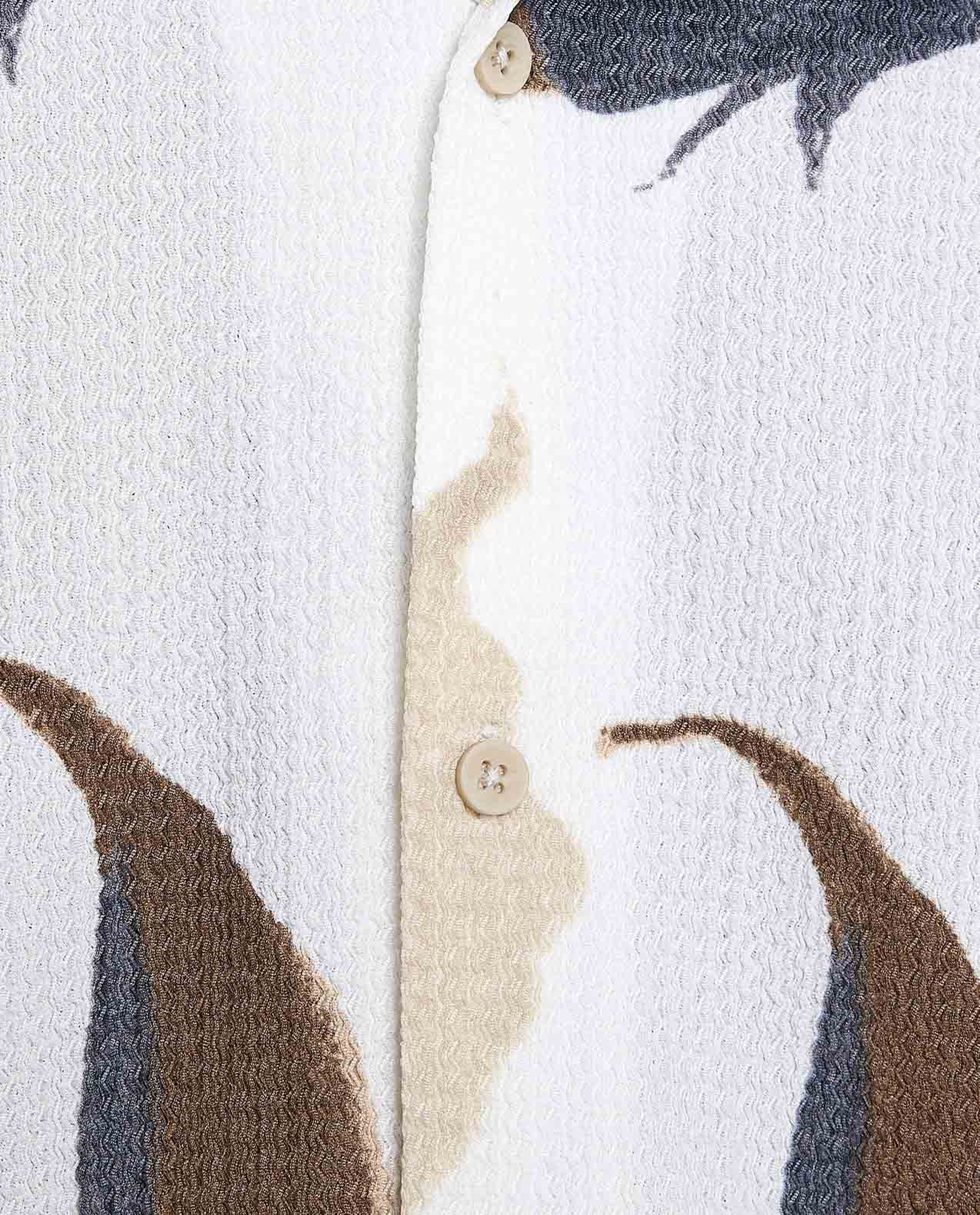 Patterned Shirt with Revere Collar and Short Sleeves