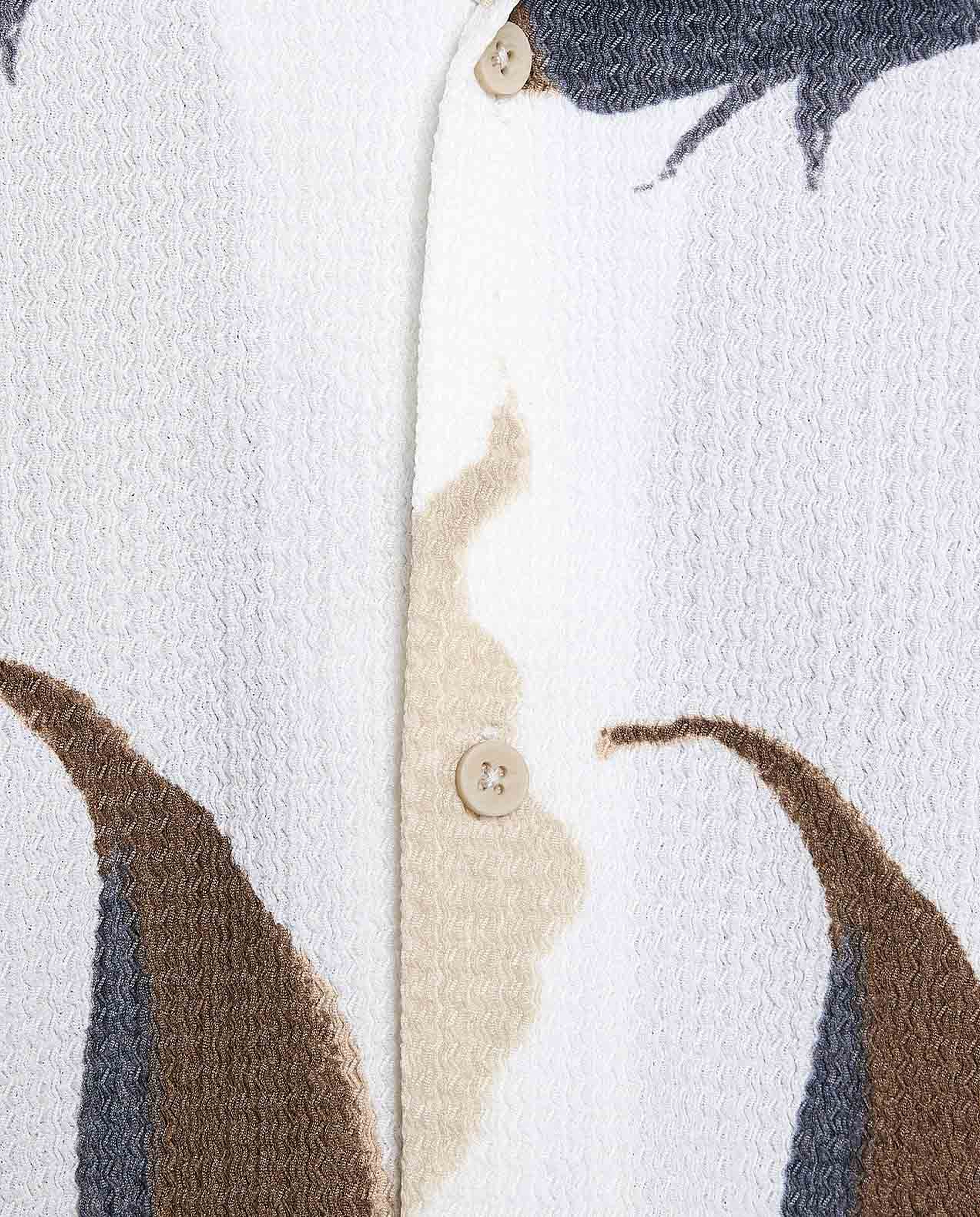 Patterned Shirt with Revere Collar and Short Sleeves