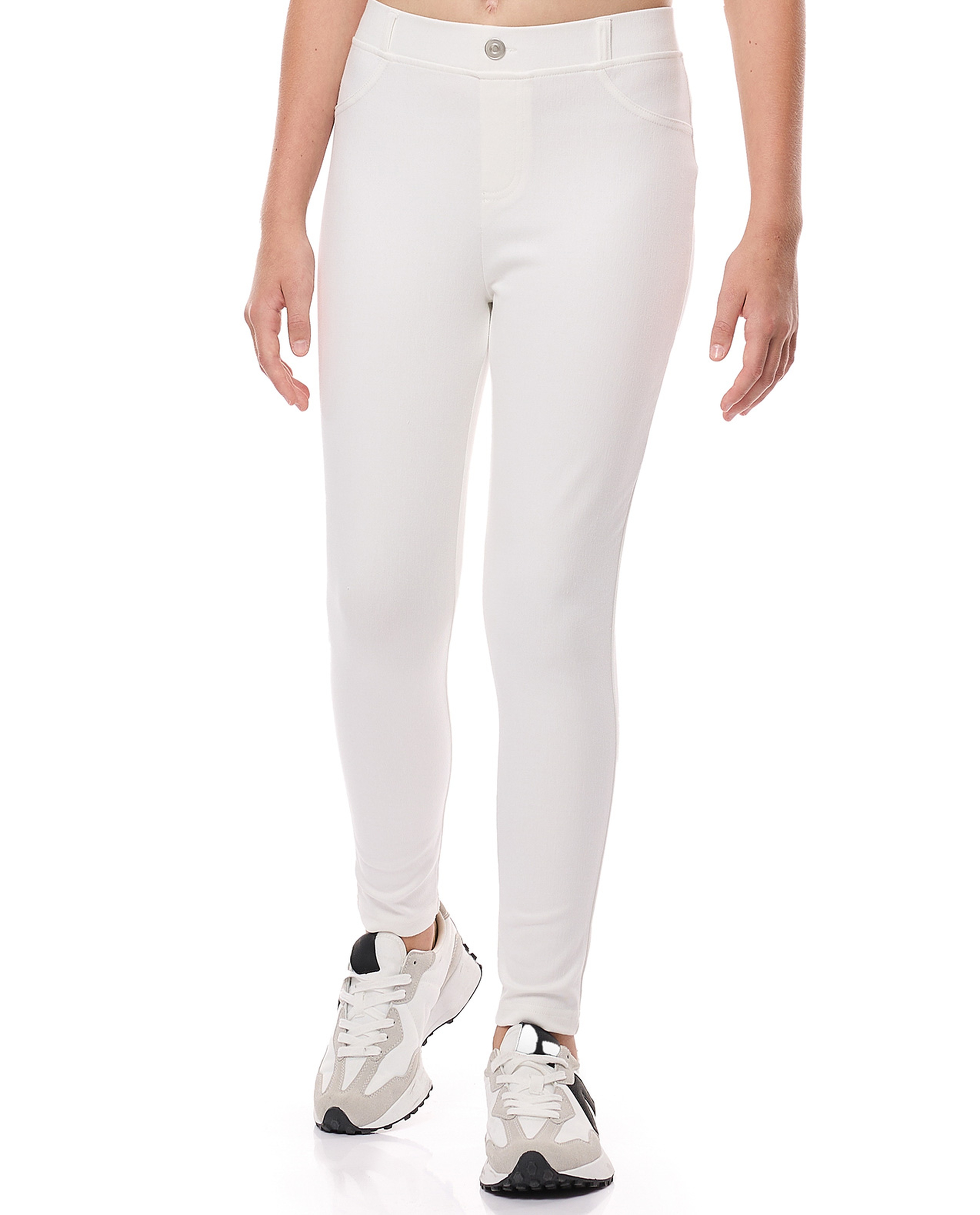Solid Skinny Fit Jeggings with Elastic Waist
