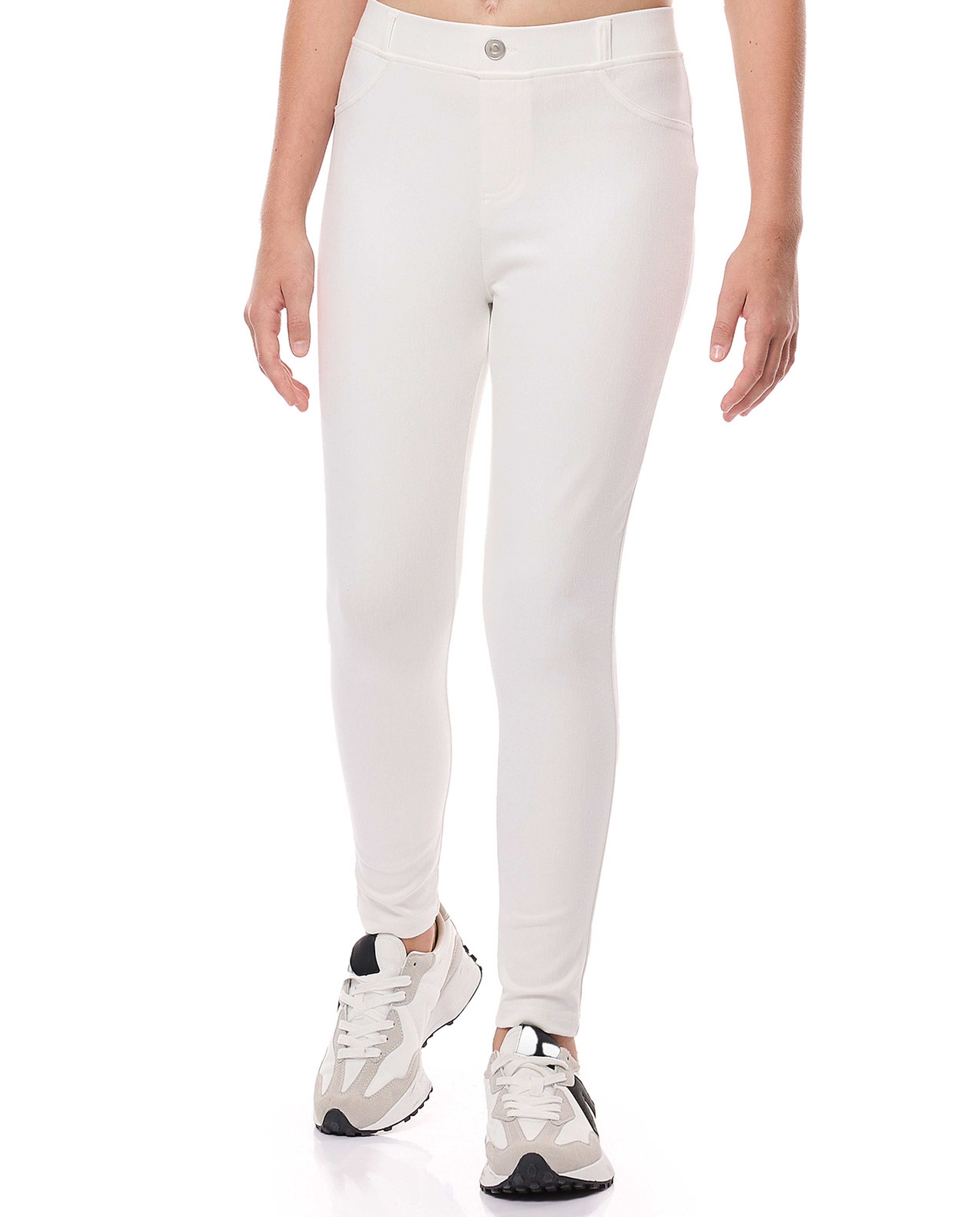 Solid Skinny Fit Jeggings with Elastic Waist