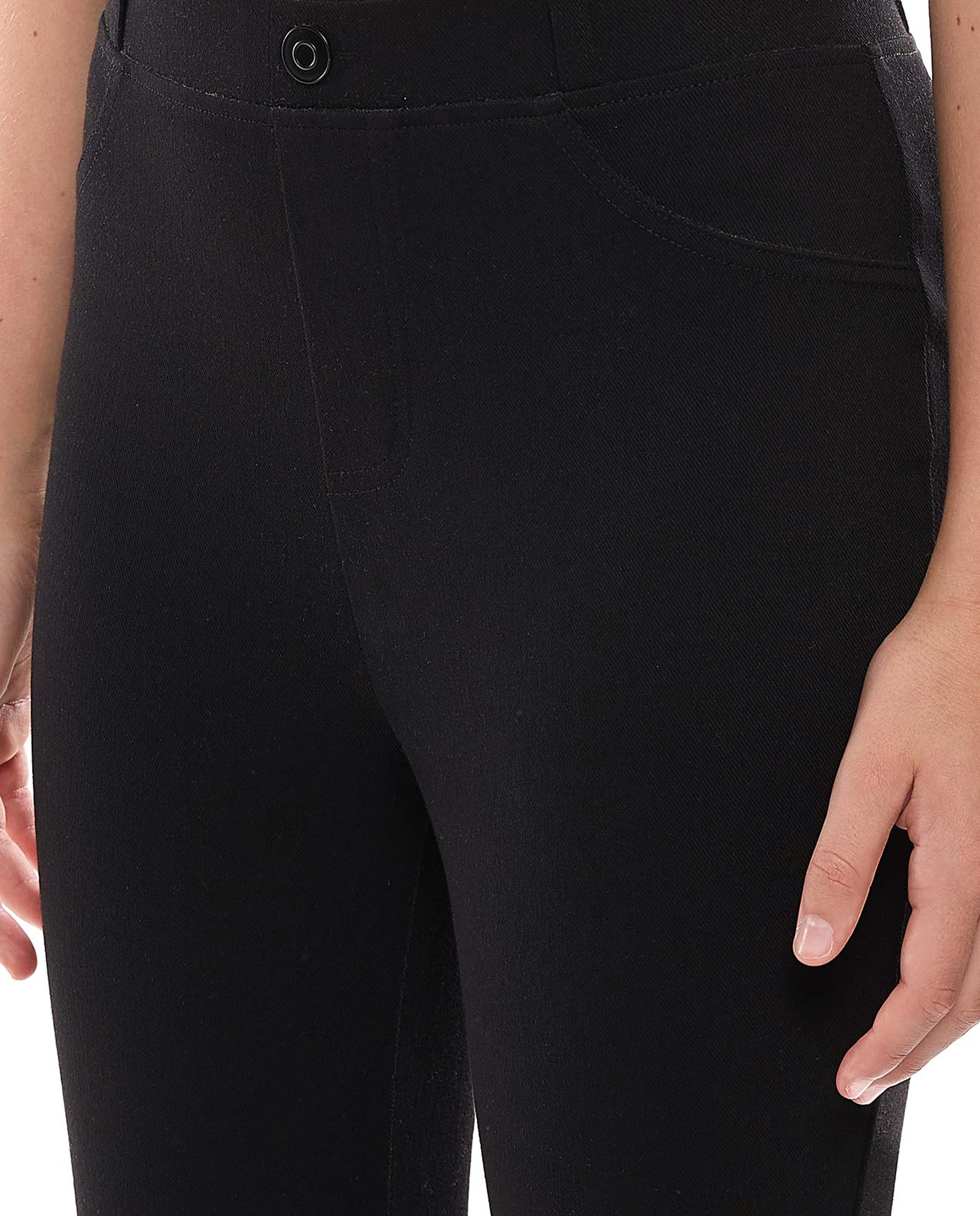 Solid Skinny Fit Jeggings with Elastic Waist