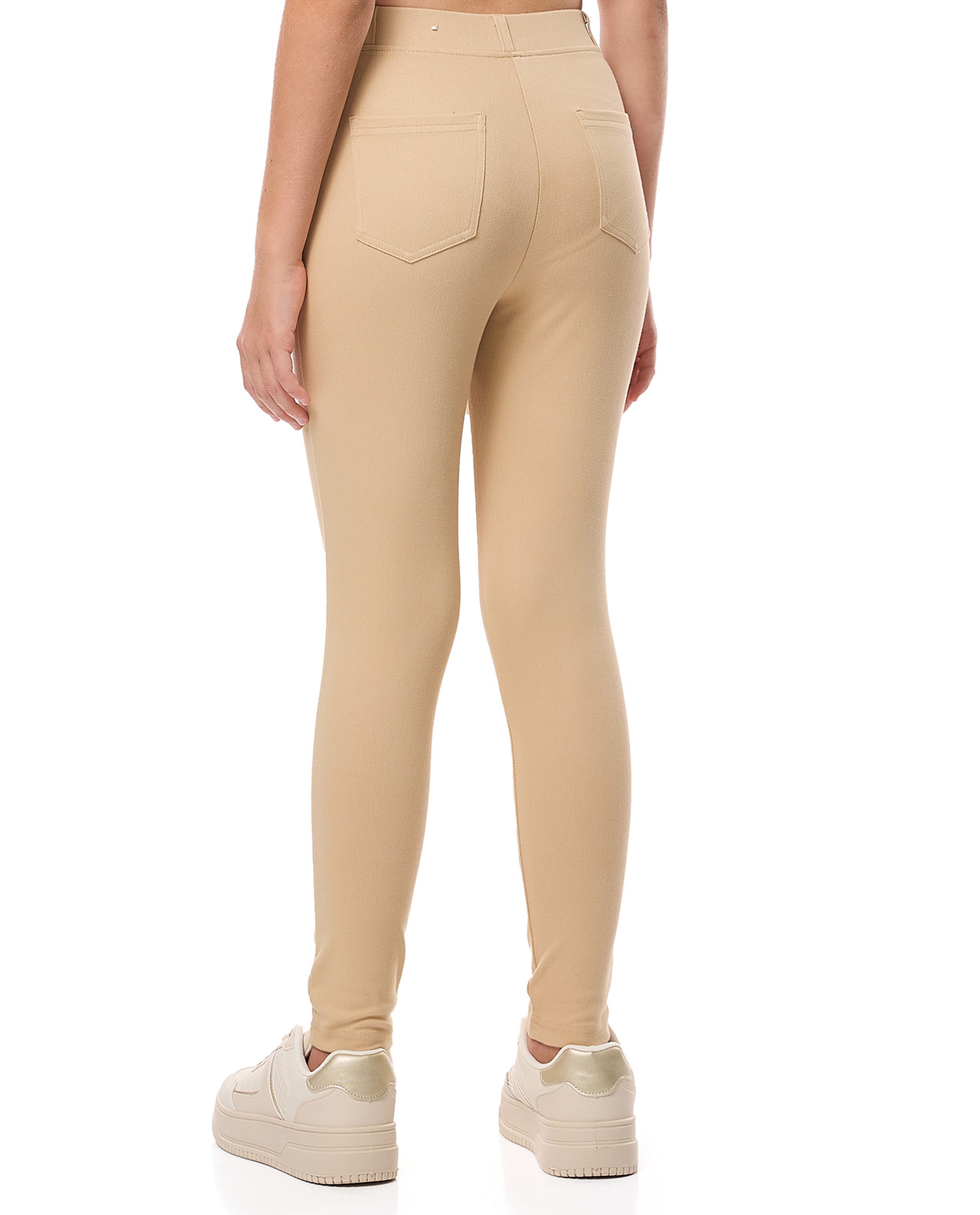 Solid Skinny Fit Jeggings with Elastic Waist