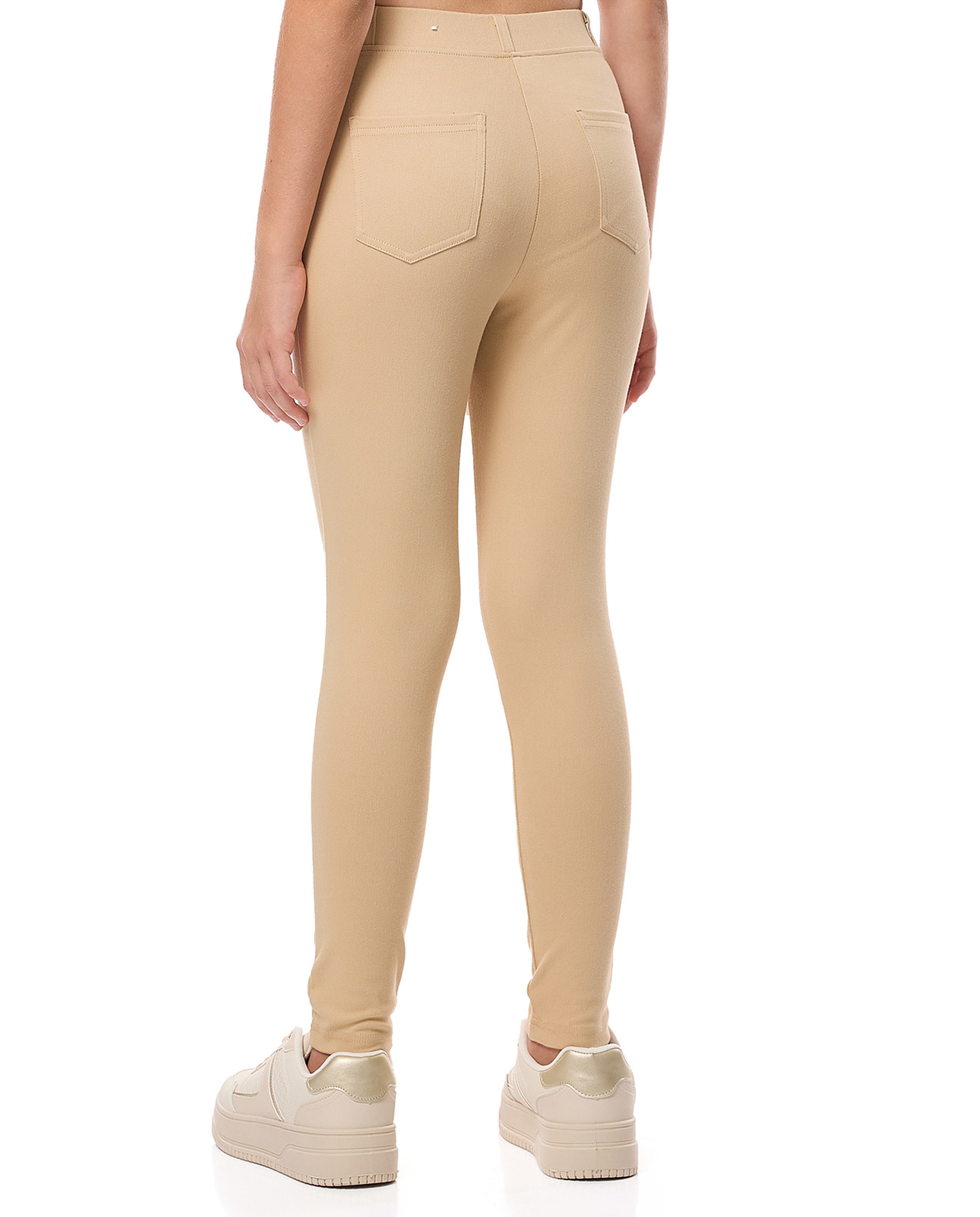 Solid Skinny Fit Jeggings with Elastic Waist